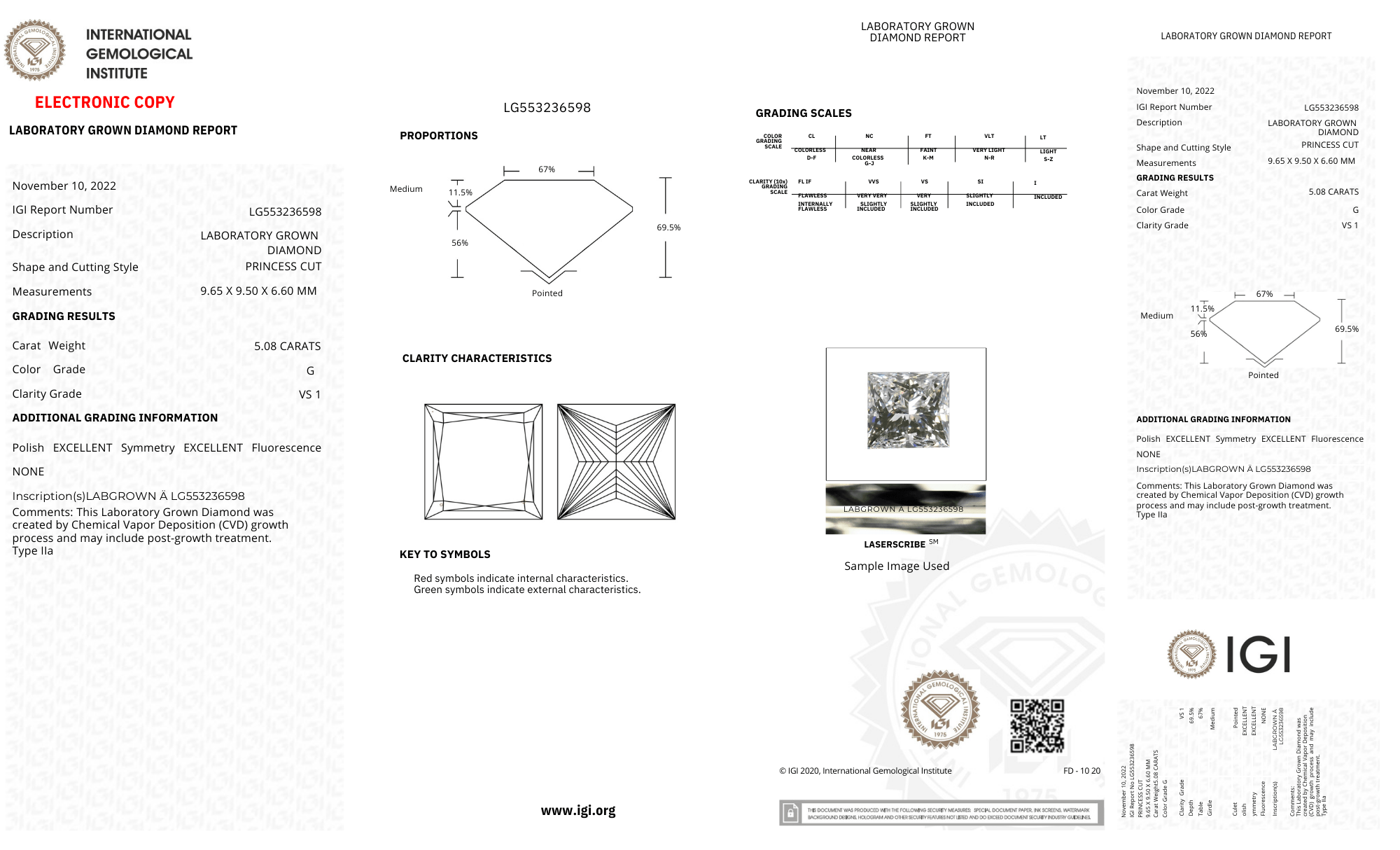 Princess 5ct G-VS1 Loose Lab Grown Diamond Solitaire - Fiona Diamonds - Fiona Diamonds