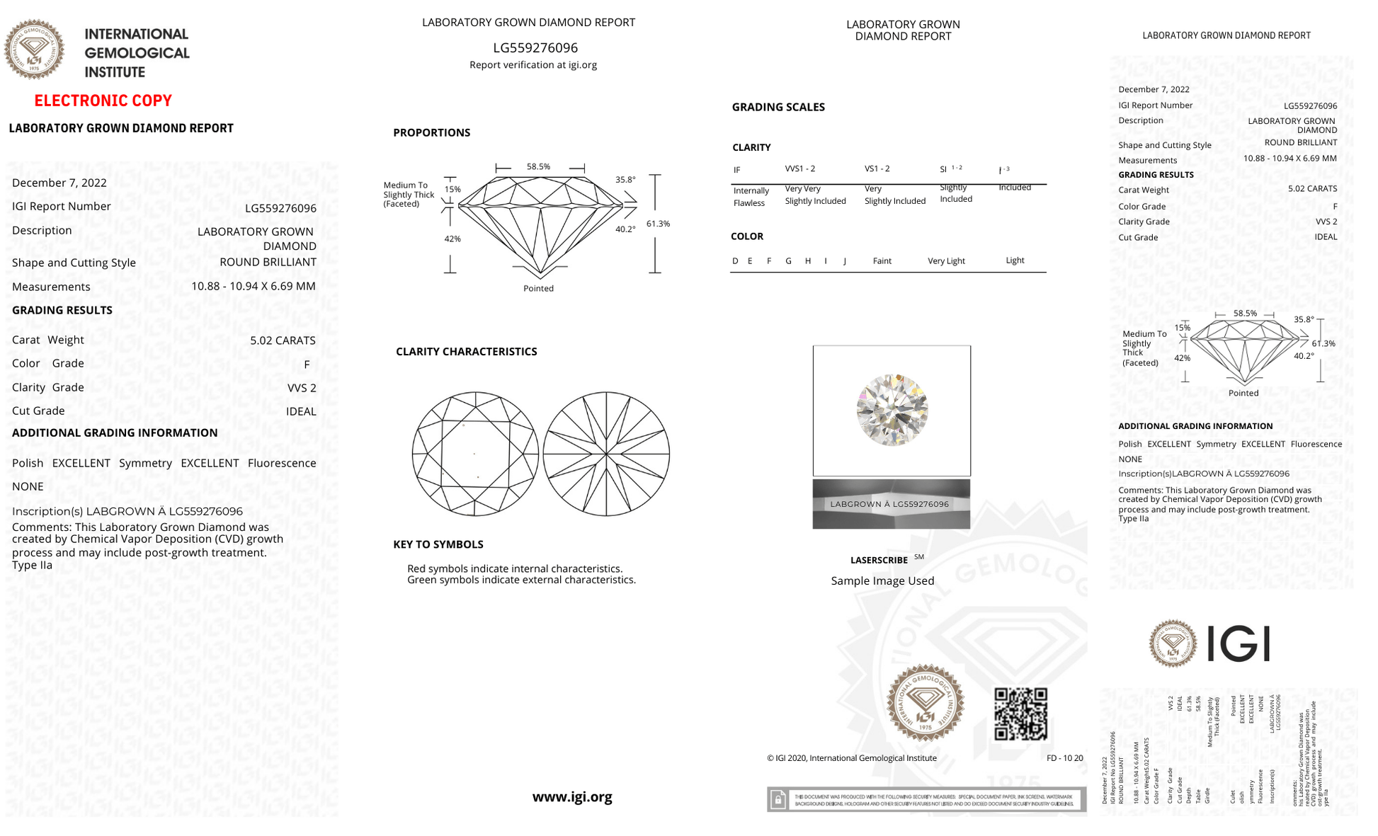 Round 5ct F-VVS2  Loose Lab Grown Diamond Solitaire - Fiona Diamonds - Fiona Diamonds