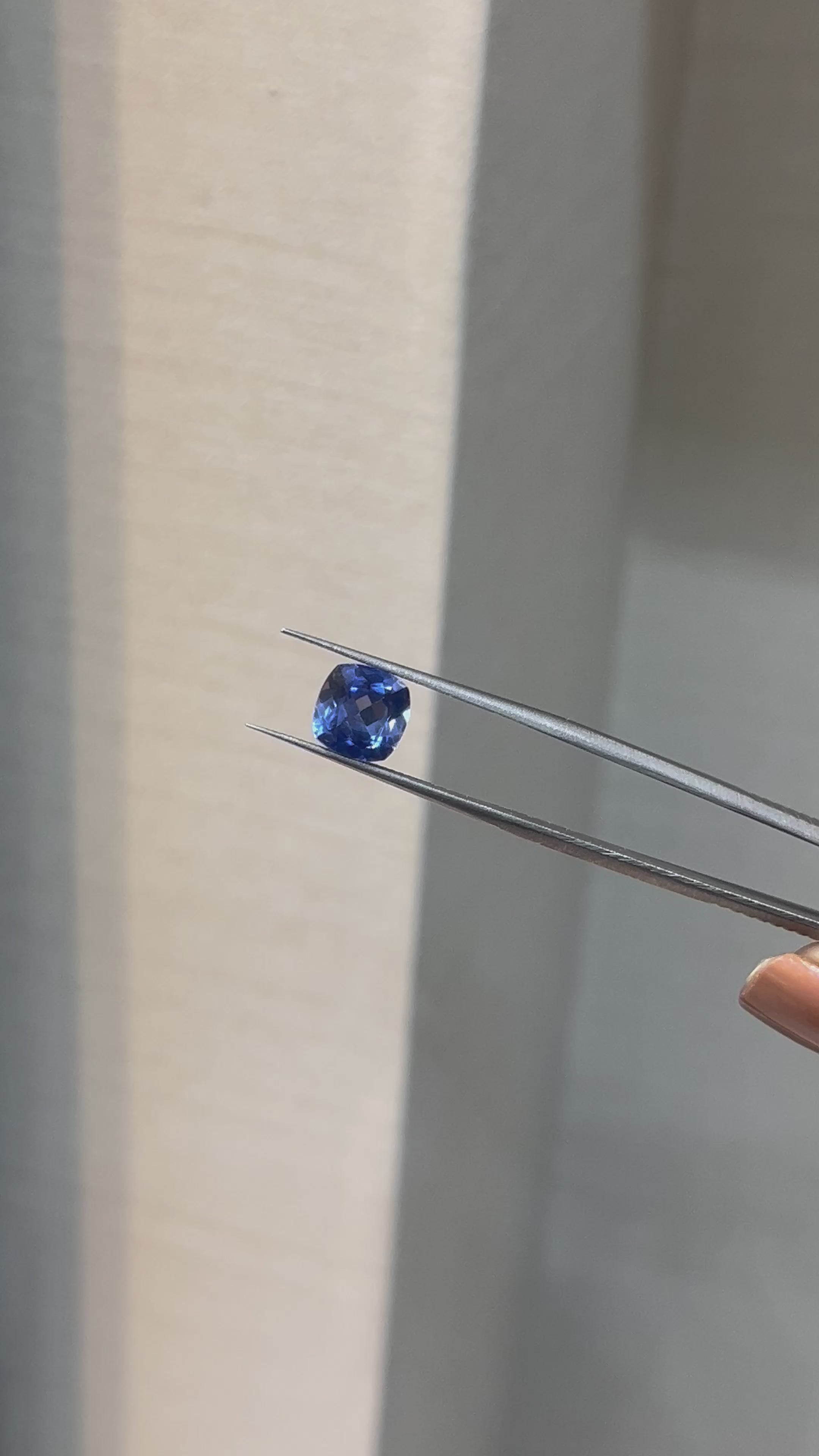 Load video: Lab Grown Light blue sapphire Cushion Shape 2.79ct | Exquisite Gemstones