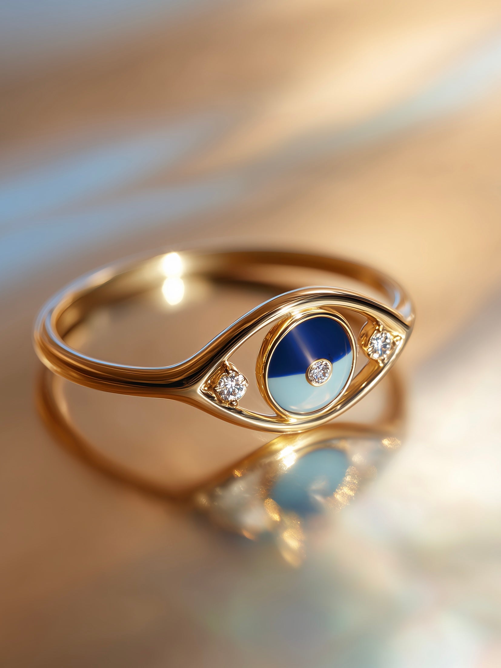 Eternal Shield Lab Diamond Evil Eye Ring - Fiona Diamonds - Fiona Diamonds