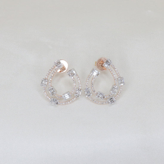 Load image into Gallery viewer, Emerald Loop Diamond Earrings - Fiona Diamonds - Fiona Diamonds
