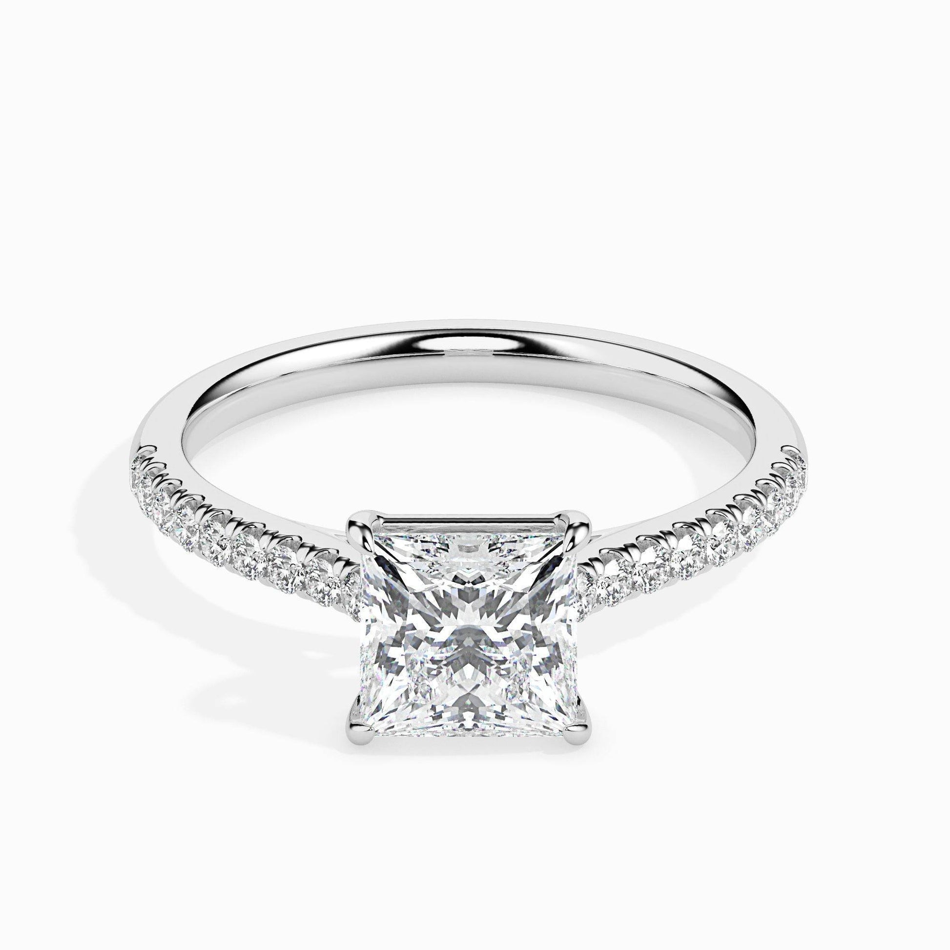 1.5ct Princess Lab Diamond Hermit Solitaire Ring - Fiona Diamonds - Fiona Diamonds