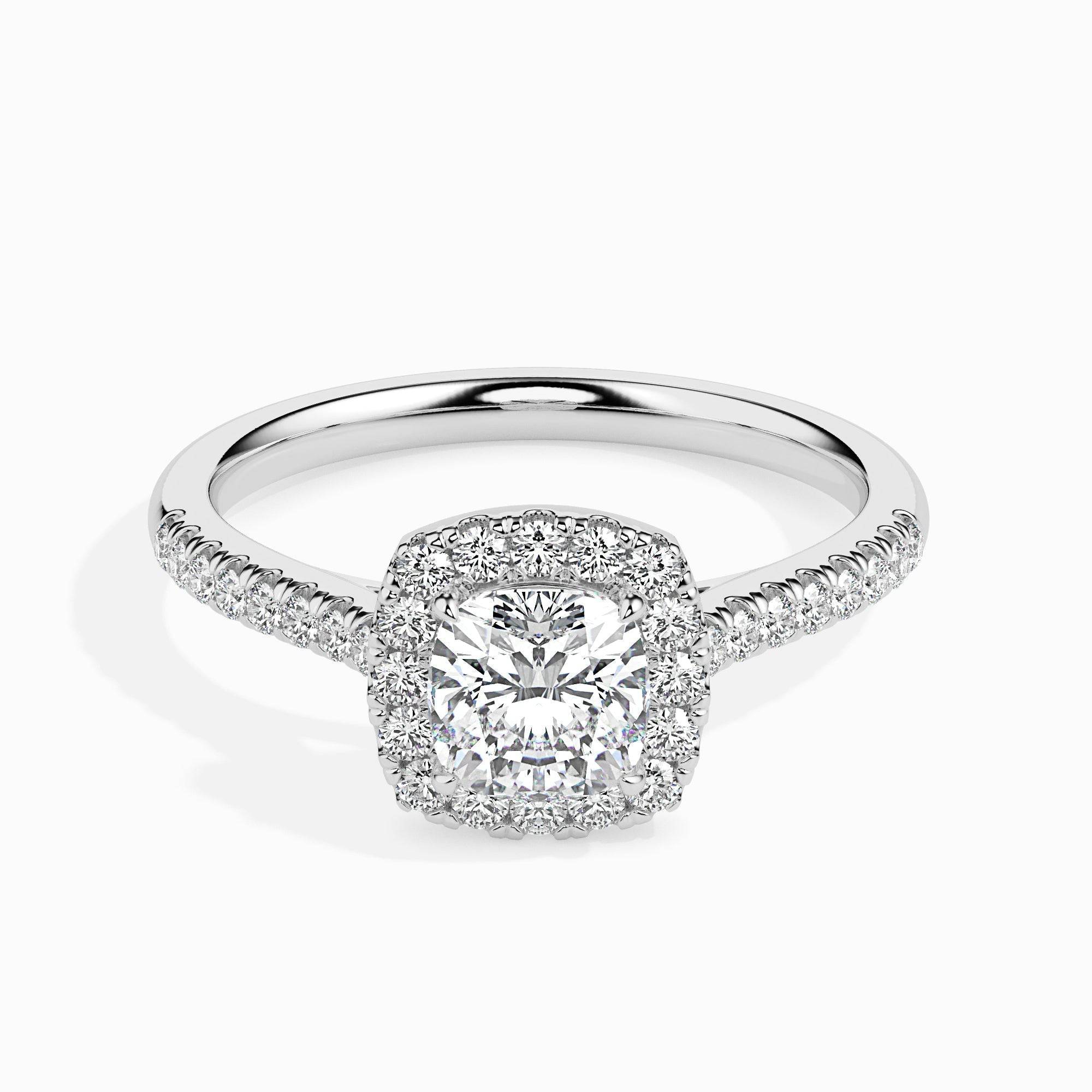 1ct Cushion Halo Lab Diamond Stretch Ring - Fiona Diamonds - Fiona Diamonds