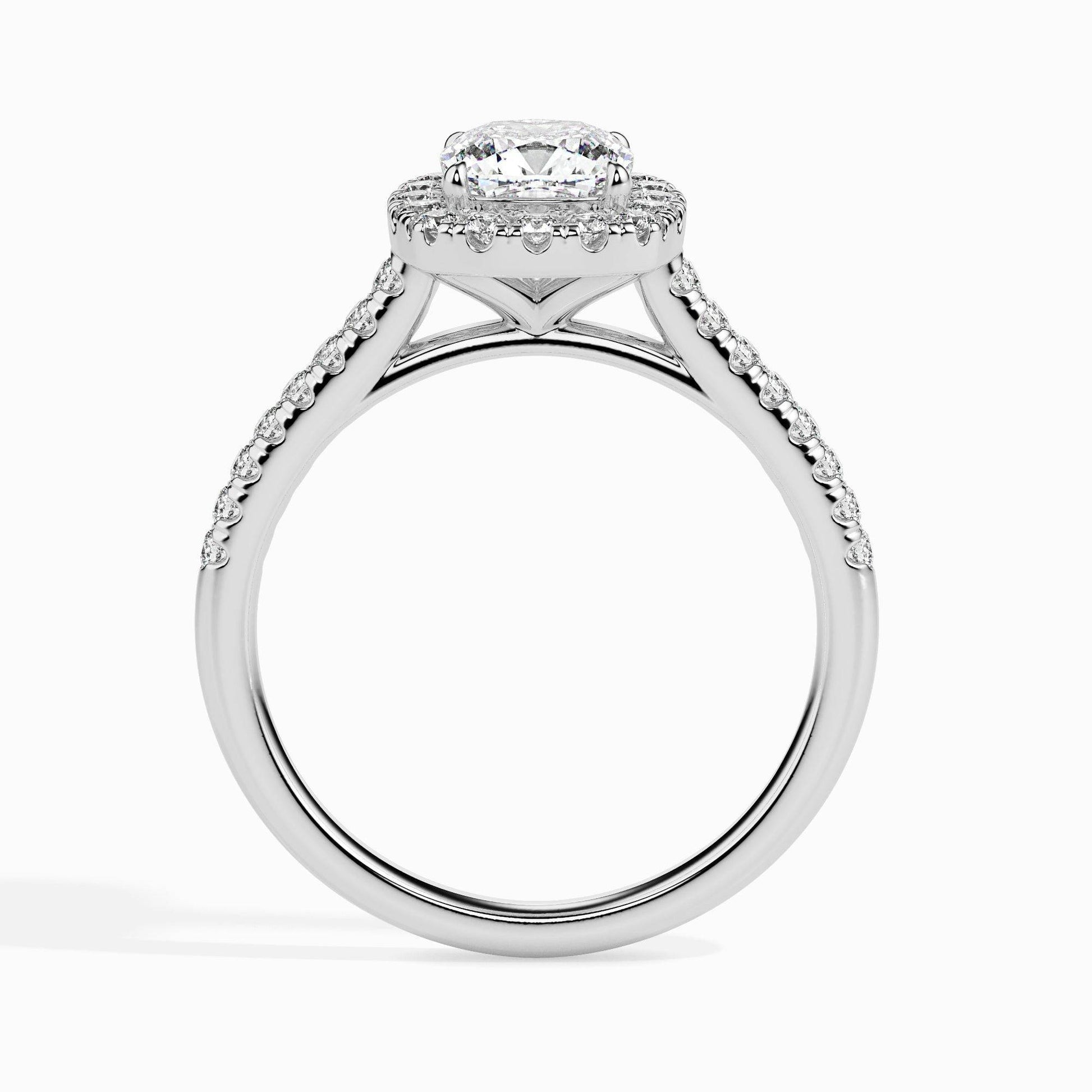 2ct Cushion Halo Lab Diamond Stretch Ring - Fiona Diamonds - Fiona Diamonds