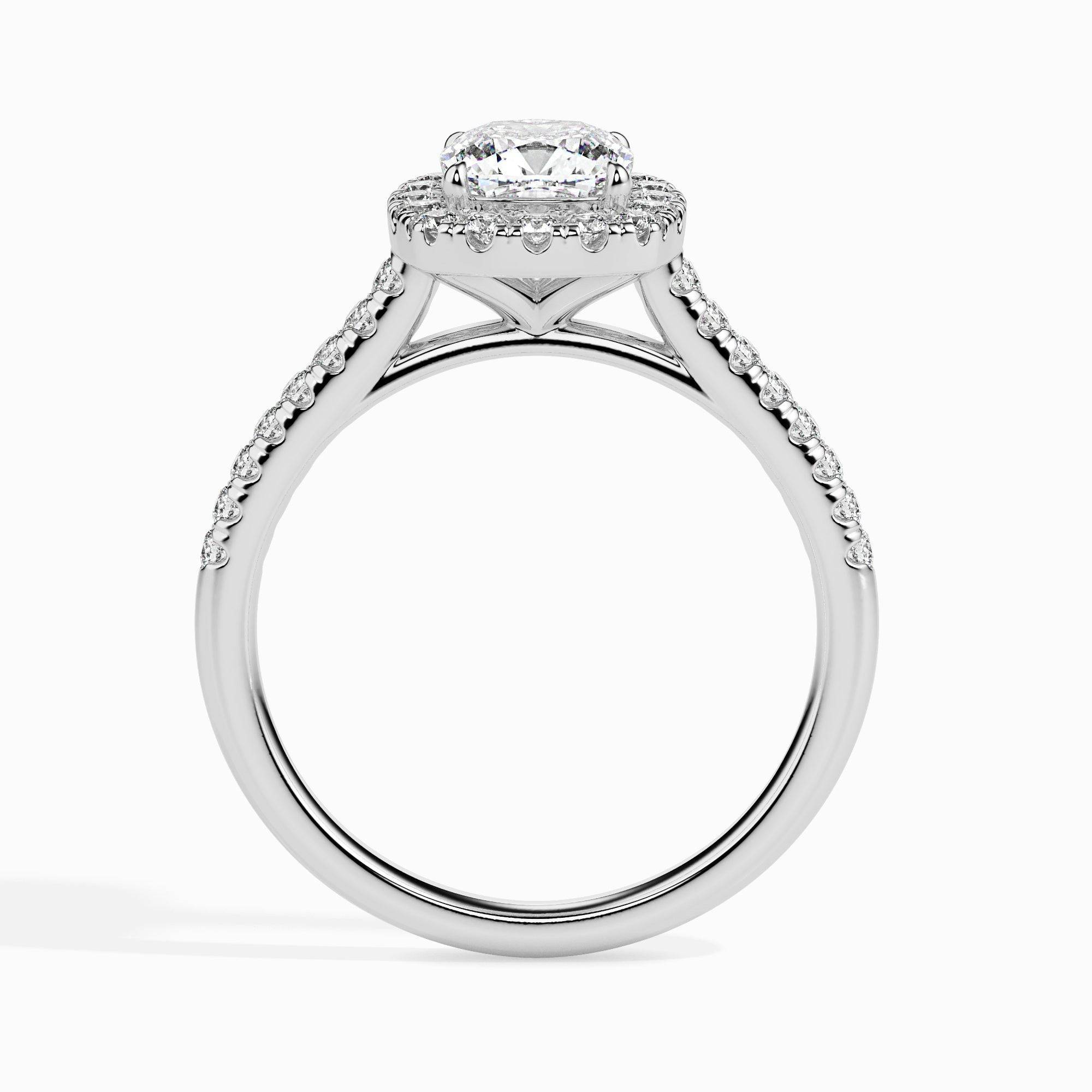 2ct Cushion Halo Lab Diamond Stretch Ring - Fiona Diamonds - Fiona Diamonds