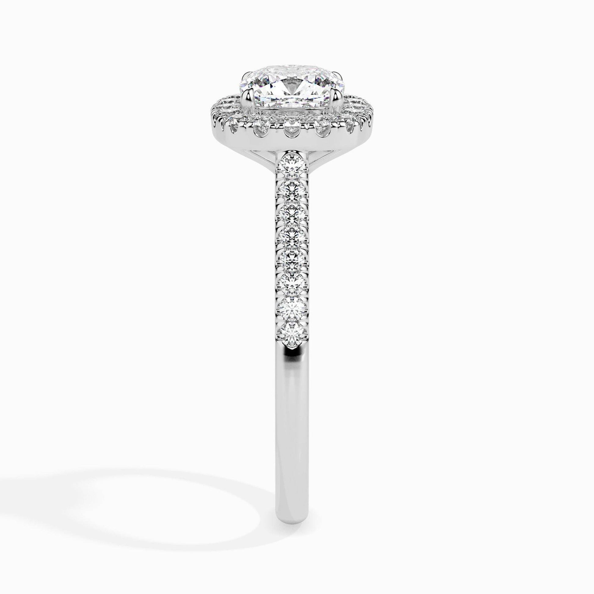 1ct Cushion Halo Lab Diamond Stretch Ring - Fiona Diamonds - Fiona Diamonds