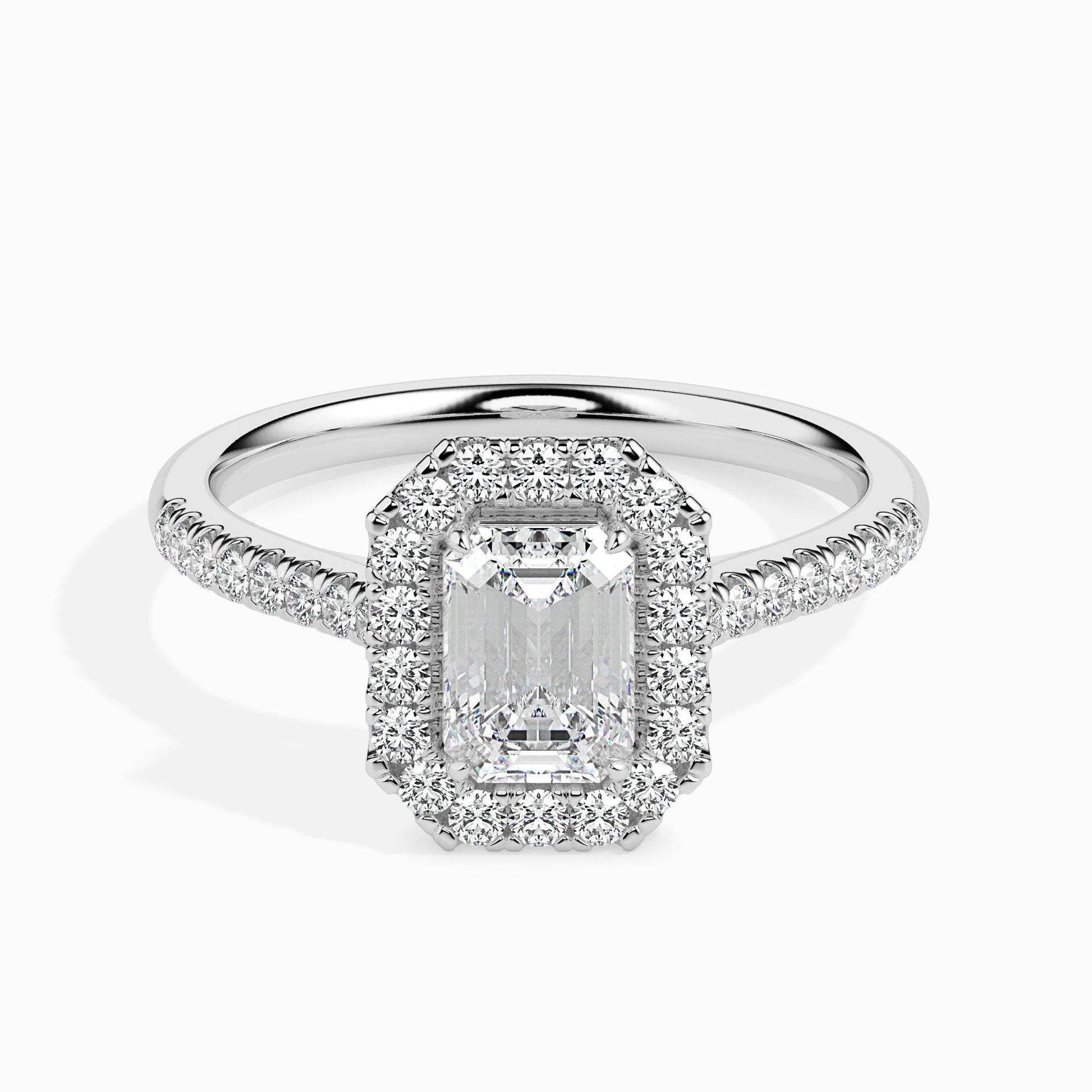1ct Emerald Halo Lab Diamond Leila Ring - Fiona Diamonds - Fiona Diamonds