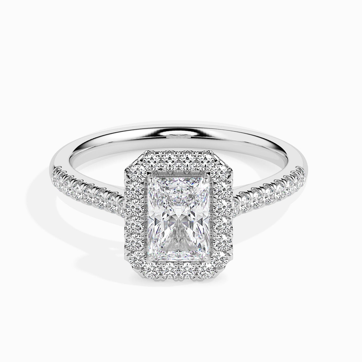 Load image into Gallery viewer, 1.5ct Rediant Halo Lab Diamond Span Ring
