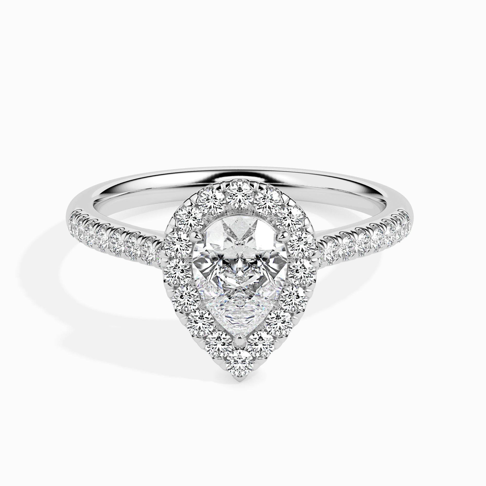 2ct Pear Halo Lab Diamond Zion Ring - Fiona Diamonds - Fiona Diamonds