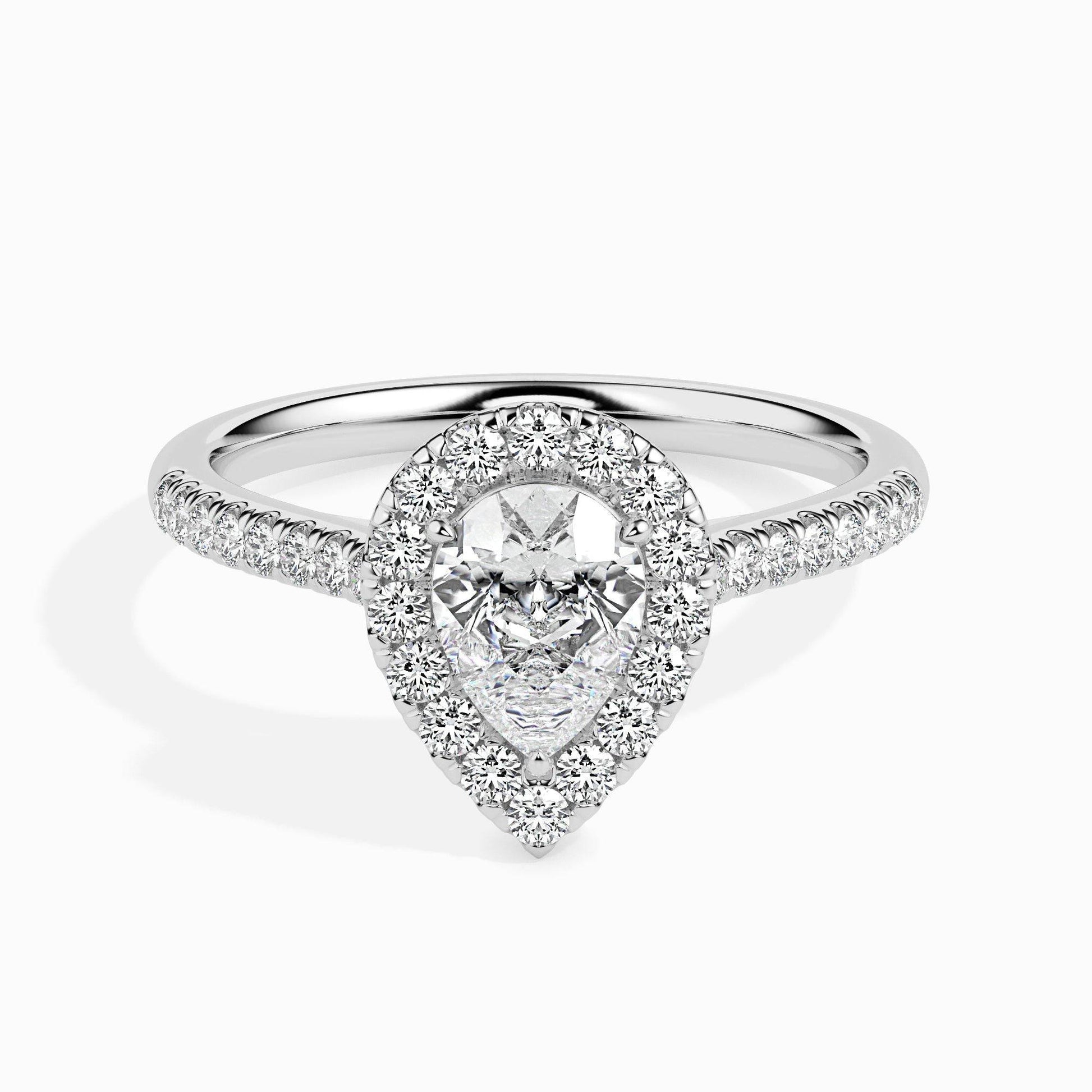 1.5ct Pear Halo Lab Diamond Zion Ring - Fiona Diamonds - Fiona Diamonds