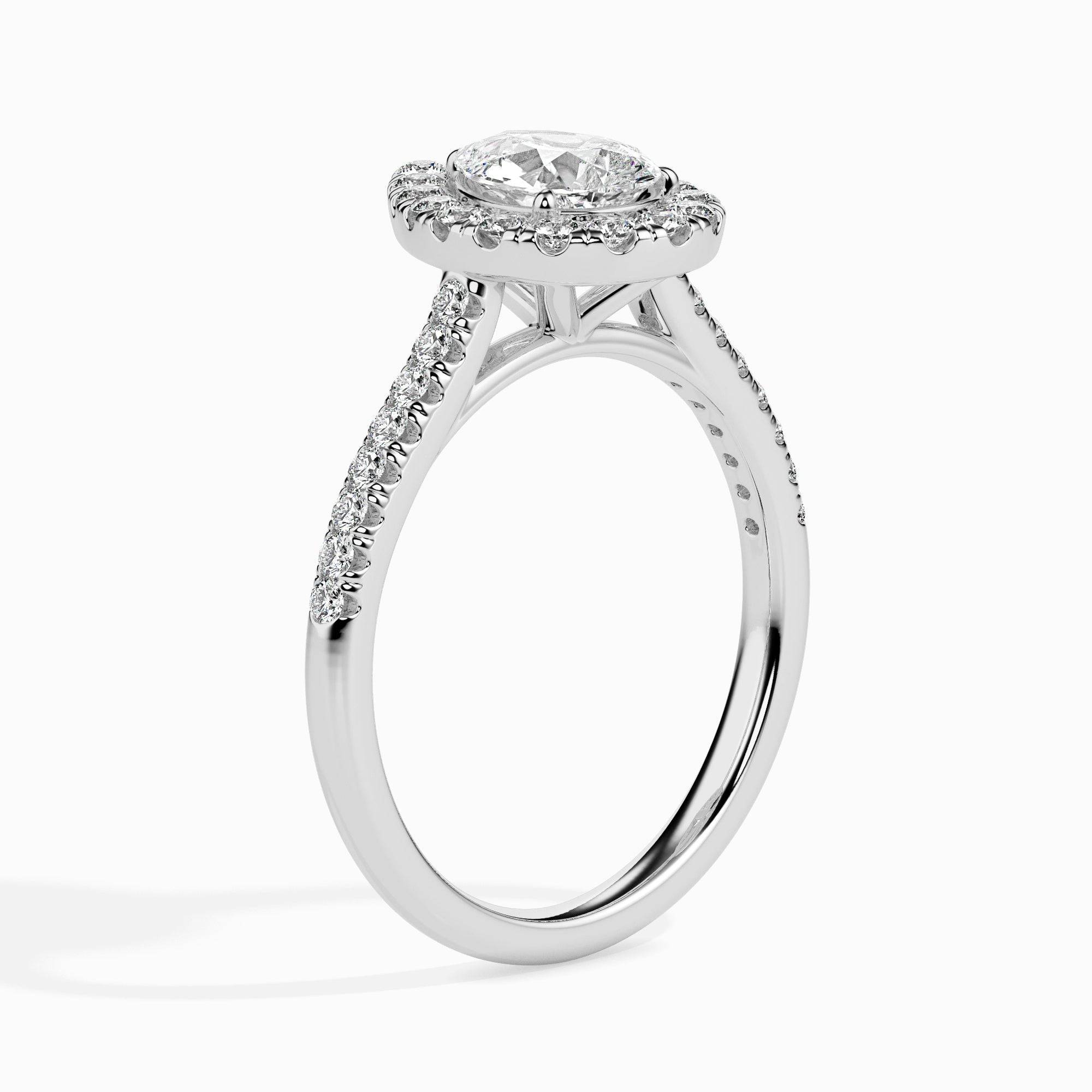 1ct Pear Halo Lab Diamond Zion Ring - Fiona Diamonds - Fiona Diamonds