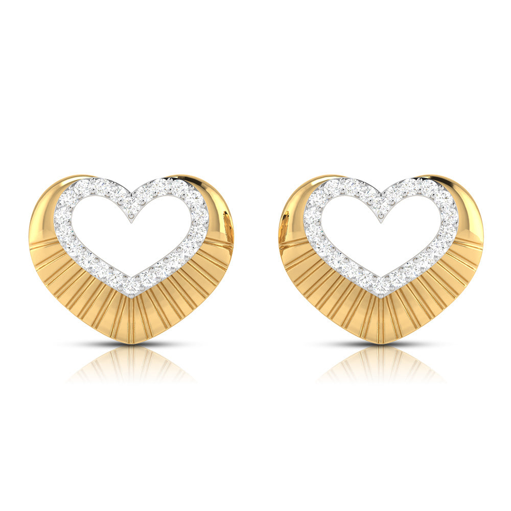 Cute Gold Plated Studs Earrings Heart Designs ER3897
