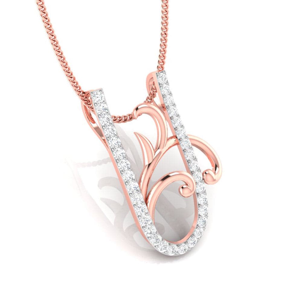 Plants Round unique lab grown diamond pendant design Fiona Diamonds