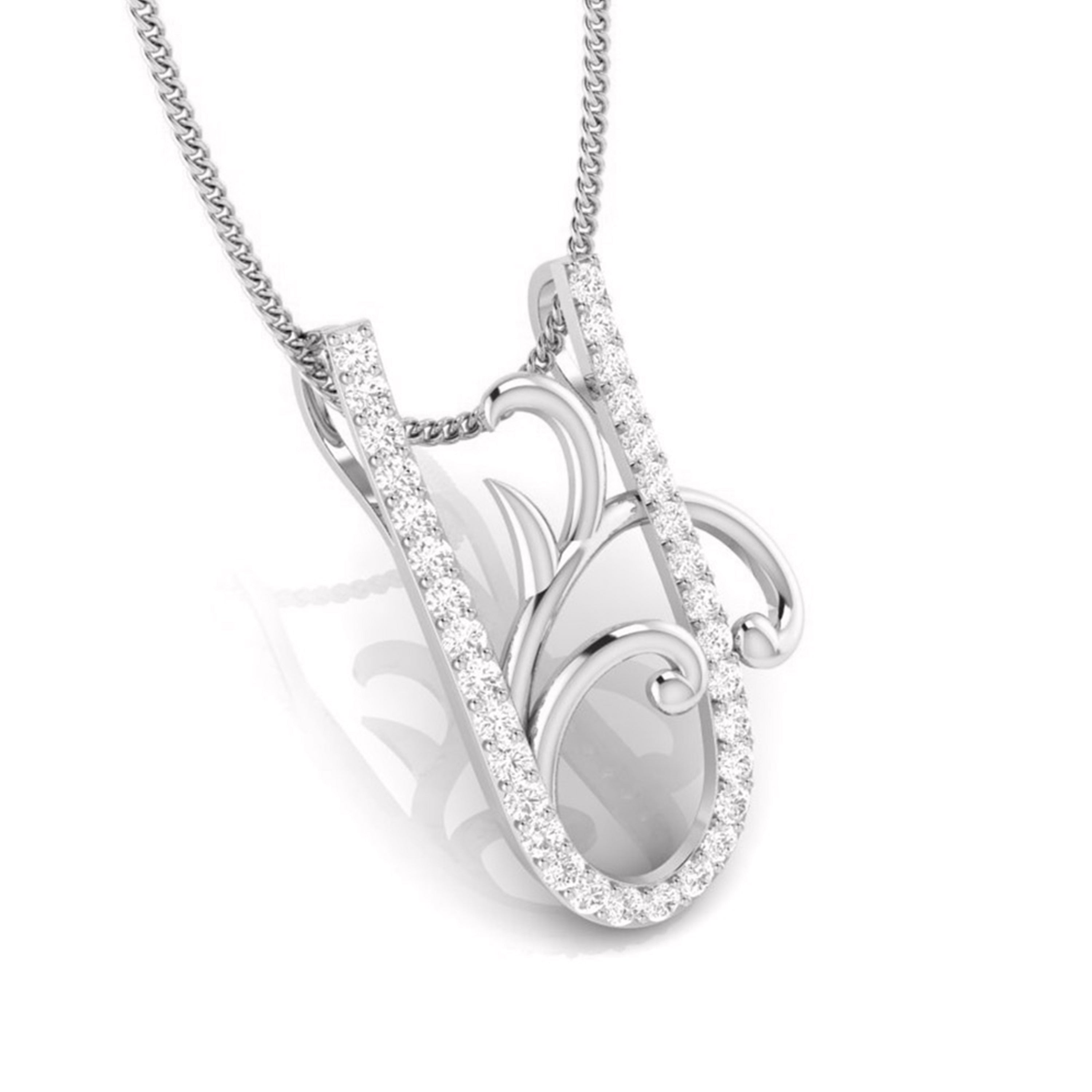 Plants Round unique lab grown diamond pendant design Fiona Diamonds