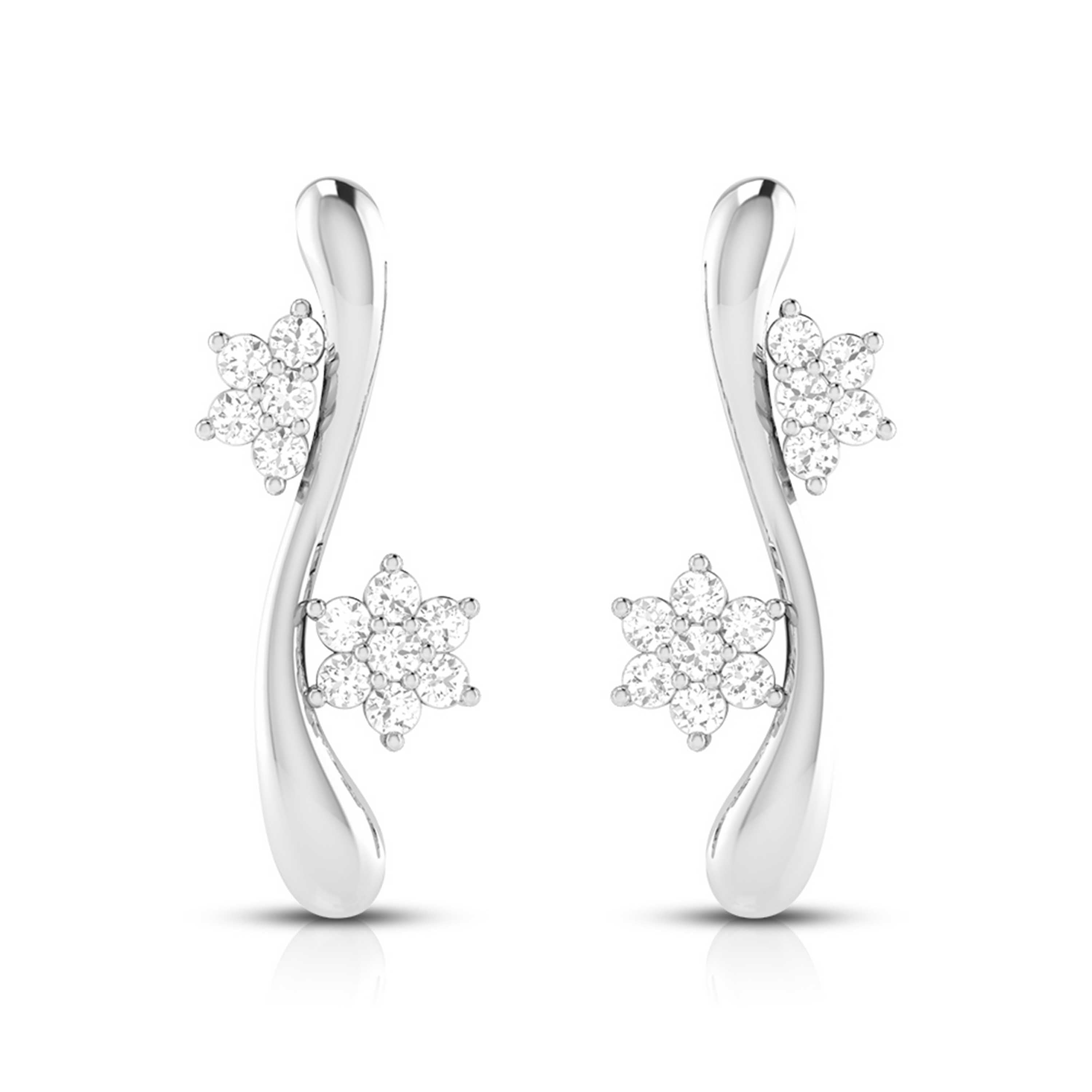 Earrings flower design Palm Lab Grown Diamond Earrings Fiona Diamonds