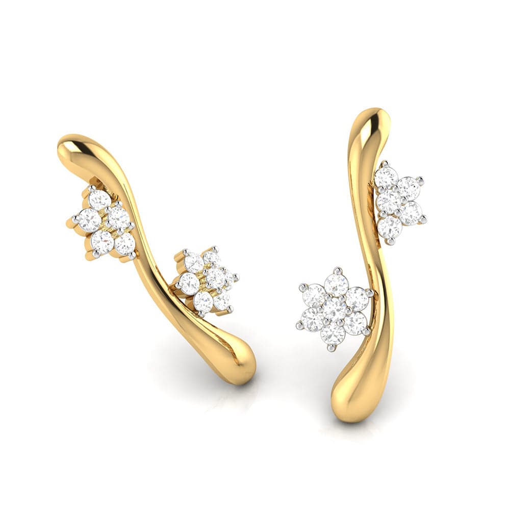 Earrings flower design Palm Lab Grown Diamond Earrings Fiona Diamonds