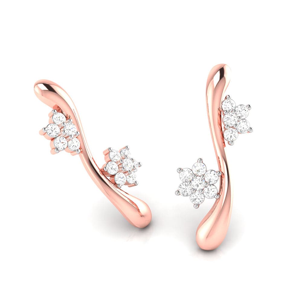 Earrings flower design Palm Lab Grown Diamond Earrings Fiona Diamonds