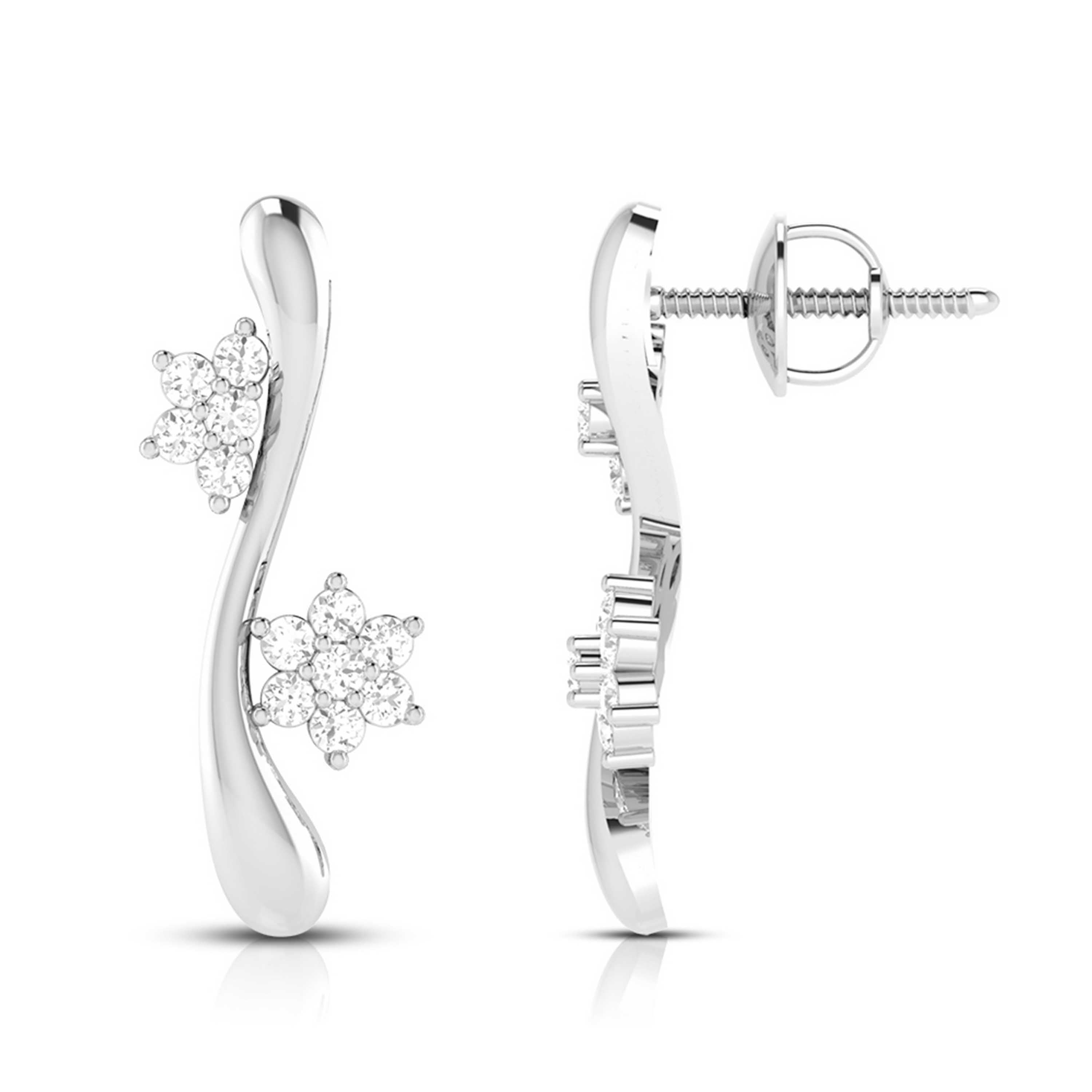 Earrings flower design Palm Lab Grown Diamond Earrings Fiona Diamonds