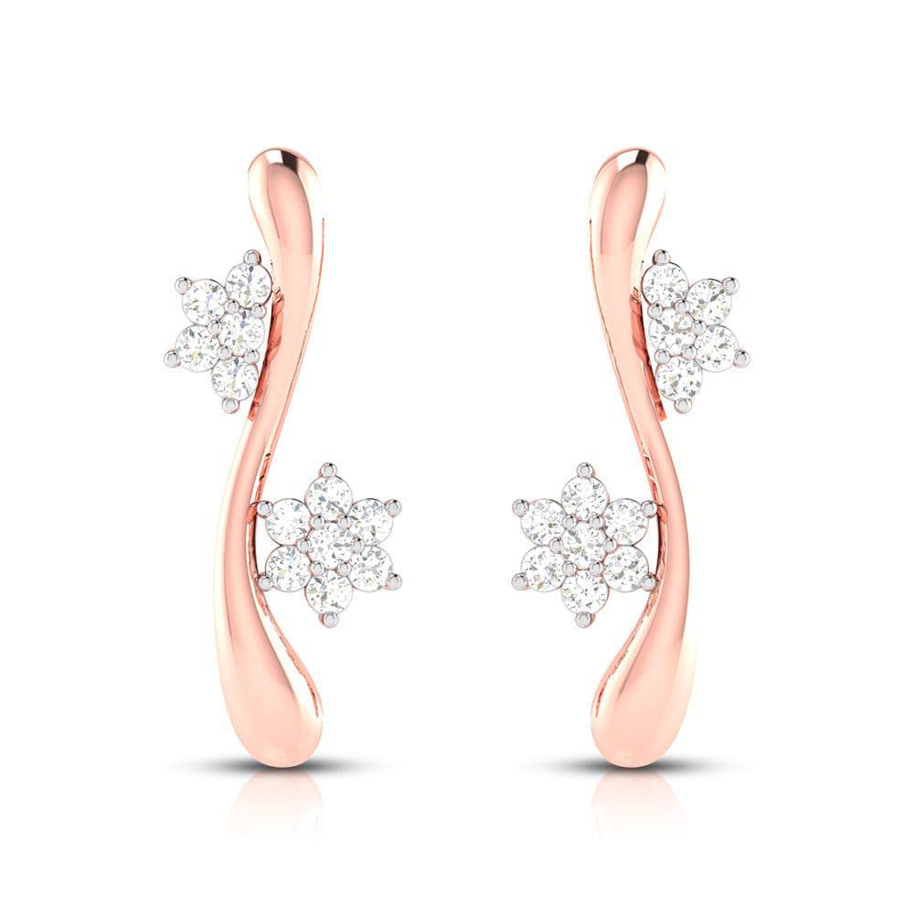 Earrings flower design Palm Lab Grown Diamond Earrings Fiona Diamonds