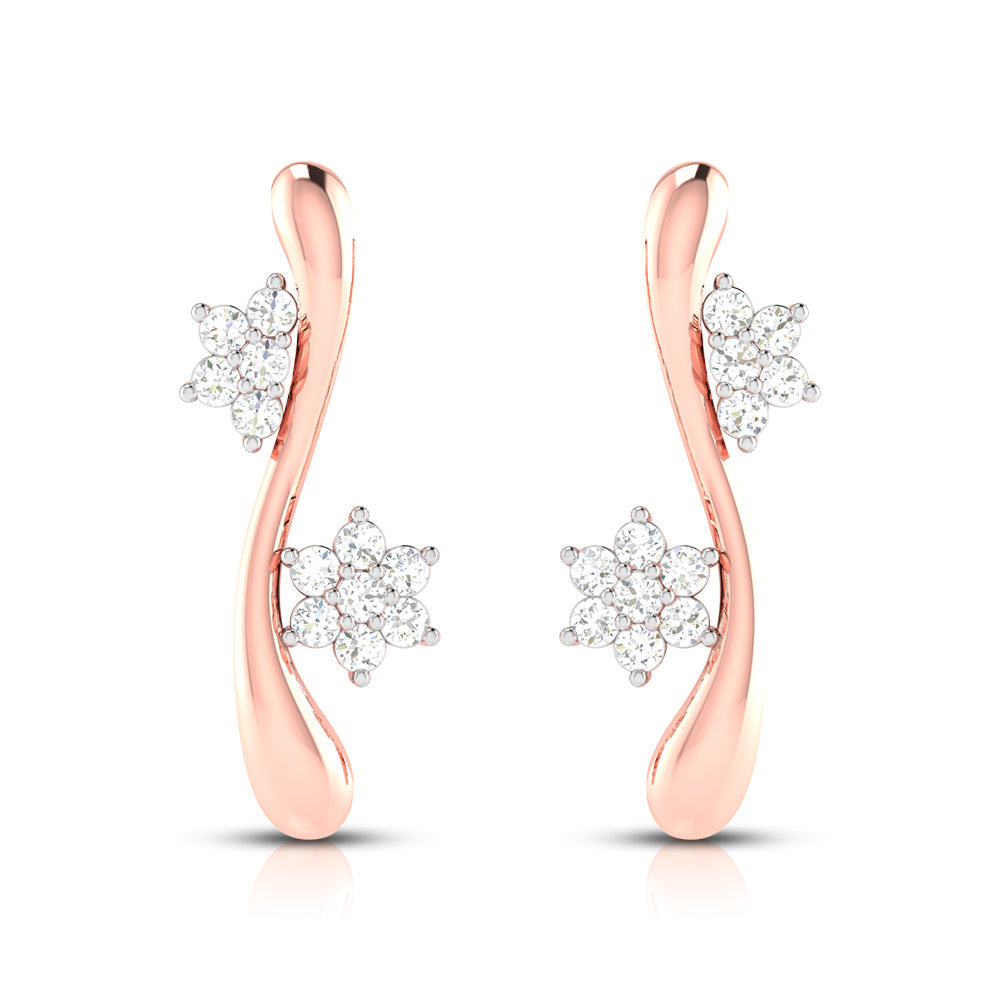 Earrings flower design Palm Lab Grown Diamond Earrings Fiona Diamonds