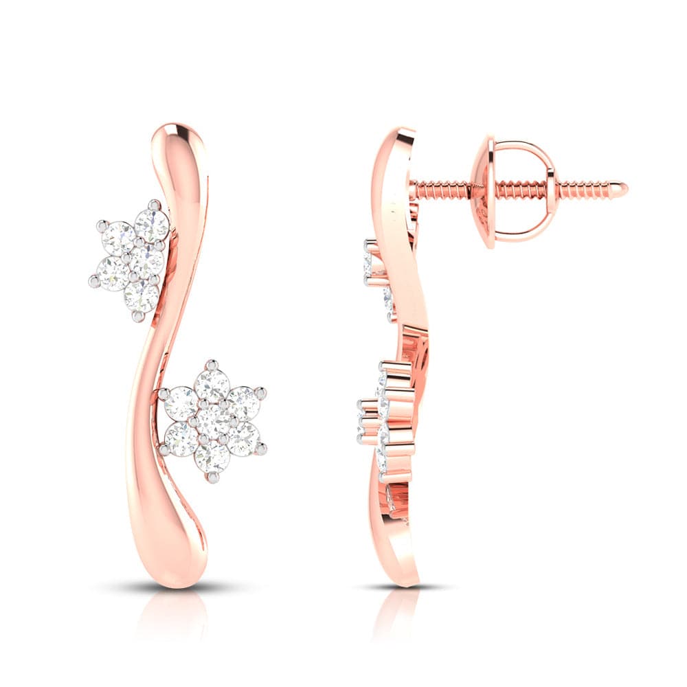 Earrings flower design Palm Lab Grown Diamond Earrings Fiona Diamonds