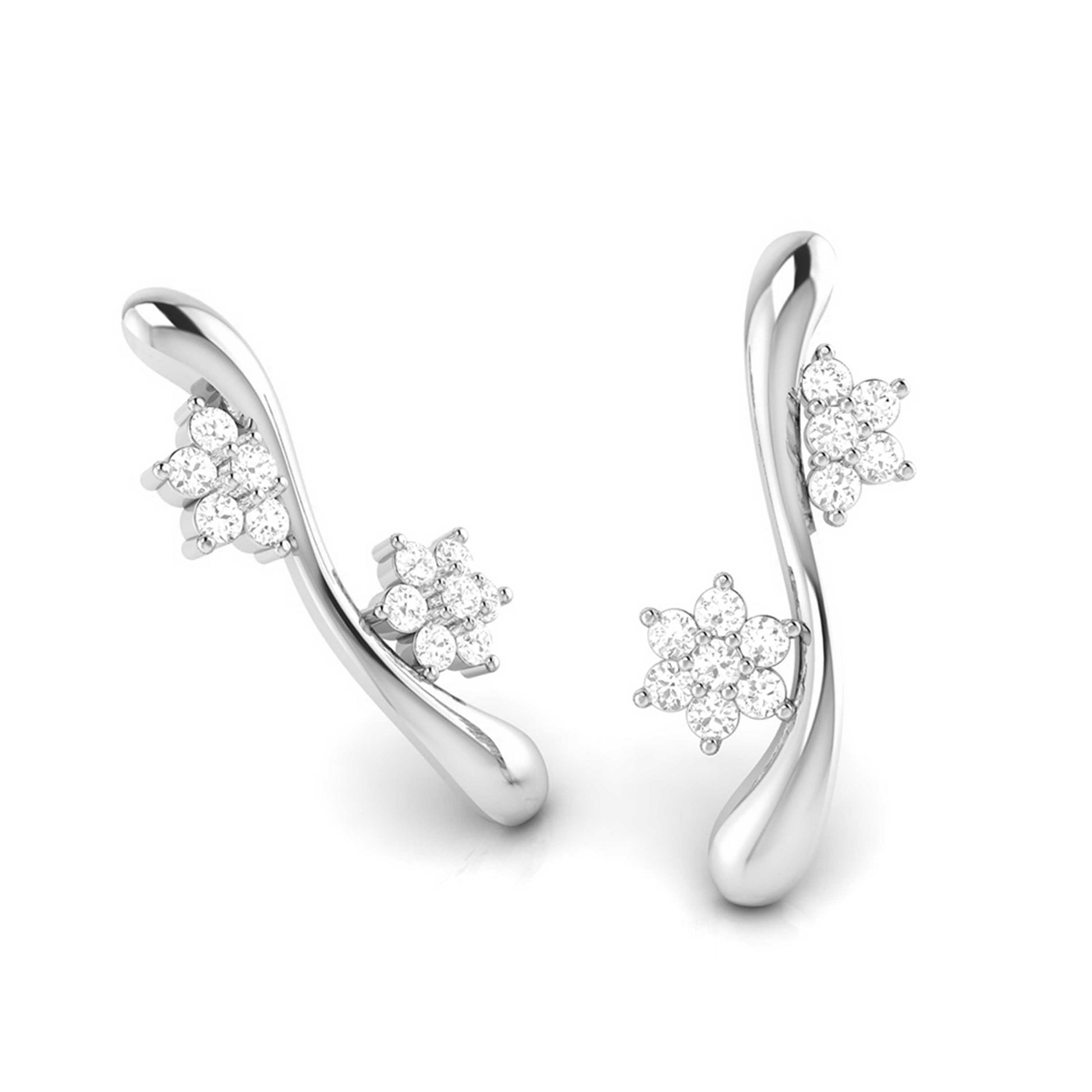 Earrings flower design Palm Lab Grown Diamond Earrings Fiona Diamonds