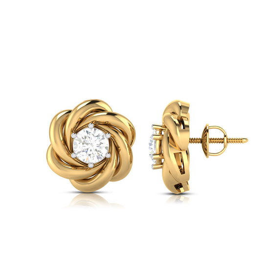 AVSAR 14k (585) Yellow Gold Stud Earrings for Women : Amazon.in: Fashion