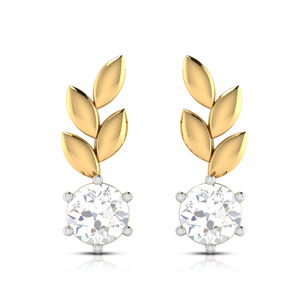 Gold Diamond Earrings  Pave Diamond Leaf Earrings  14k Gold  Etsy Hong  Kong
