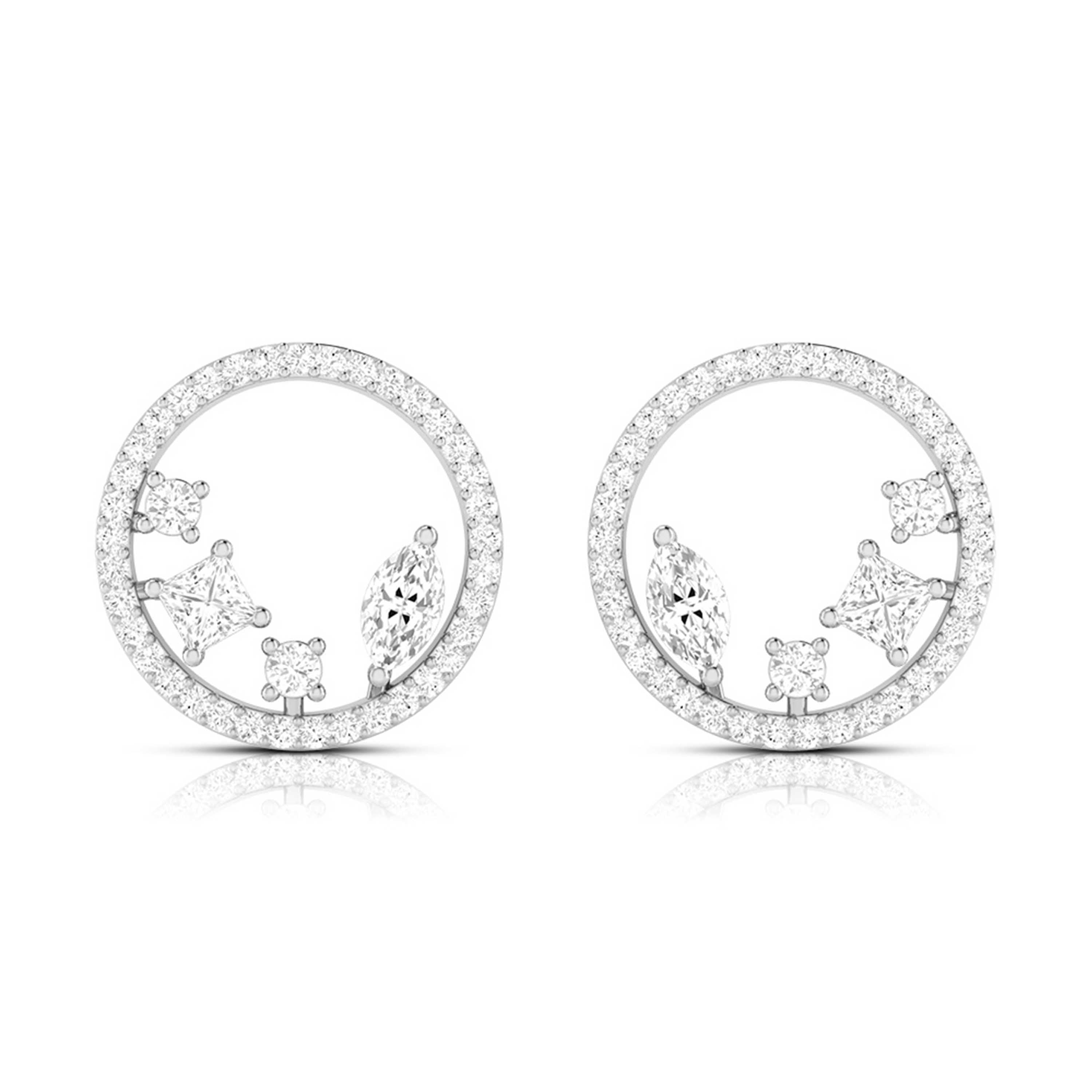 Round shape earrings design Strands Lab Grown Diamond Earrings Fiona Diamonds