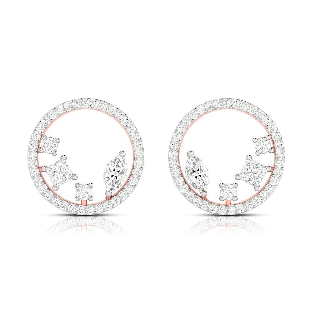 Round shape earrings design Strands Lab Grown Diamond Earrings Fiona Diamonds