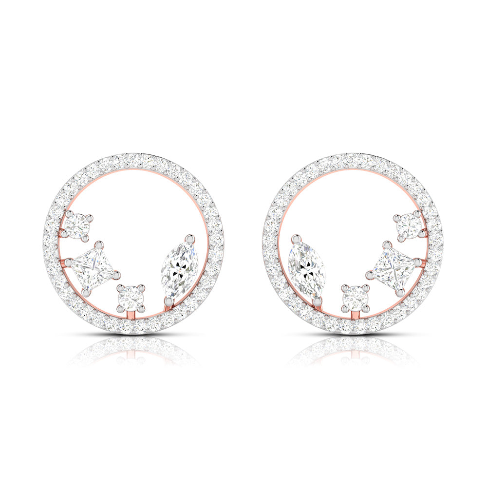 Round shape earrings design Strands Lab Grown Diamond Earrings Fiona Diamonds
