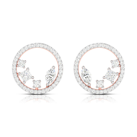 Round shape earrings design Strands Lab Grown Diamond Earrings Fiona Diamonds