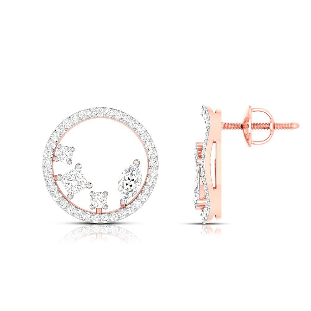 Round shape earrings design Strands Lab Grown Diamond Earrings Fiona Diamonds