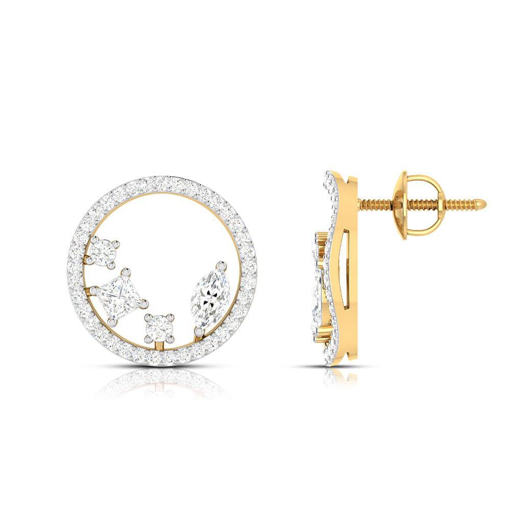 Round shape earrings design Strands Lab Grown Diamond Earrings Fiona Diamonds