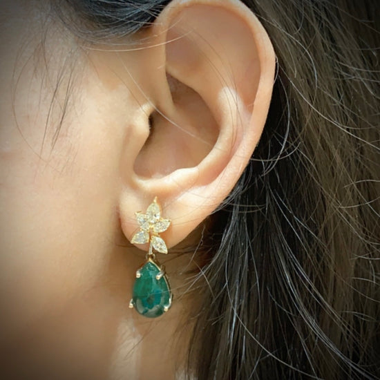 Fiona Diamonds , Diamond Earring , Color Stone Earring 