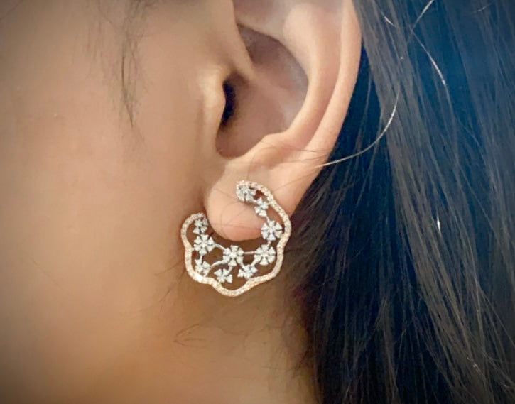 Fiona Diamonds , Diamond Earring , Floral Diamond Earring