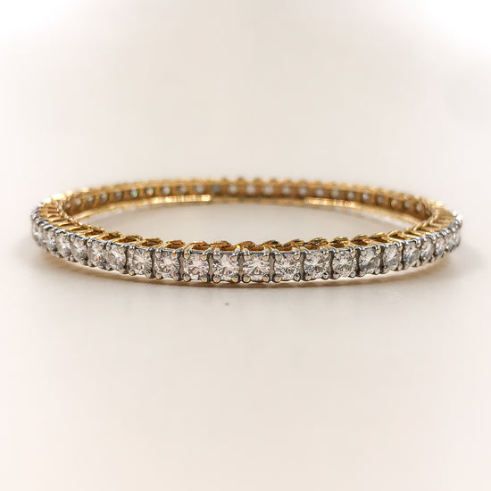 Ready to ship Round Moissanite Bangle made in 18kt Yellow by Fiona Diamonds