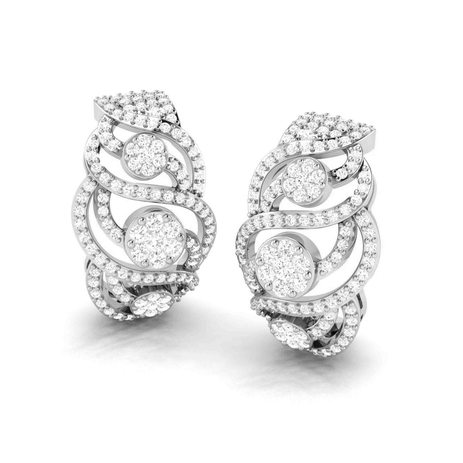 Lab Diamond Earrings 18 Karat White Gold Intrecciare Lab Diamond Bali Fiona Diamonds