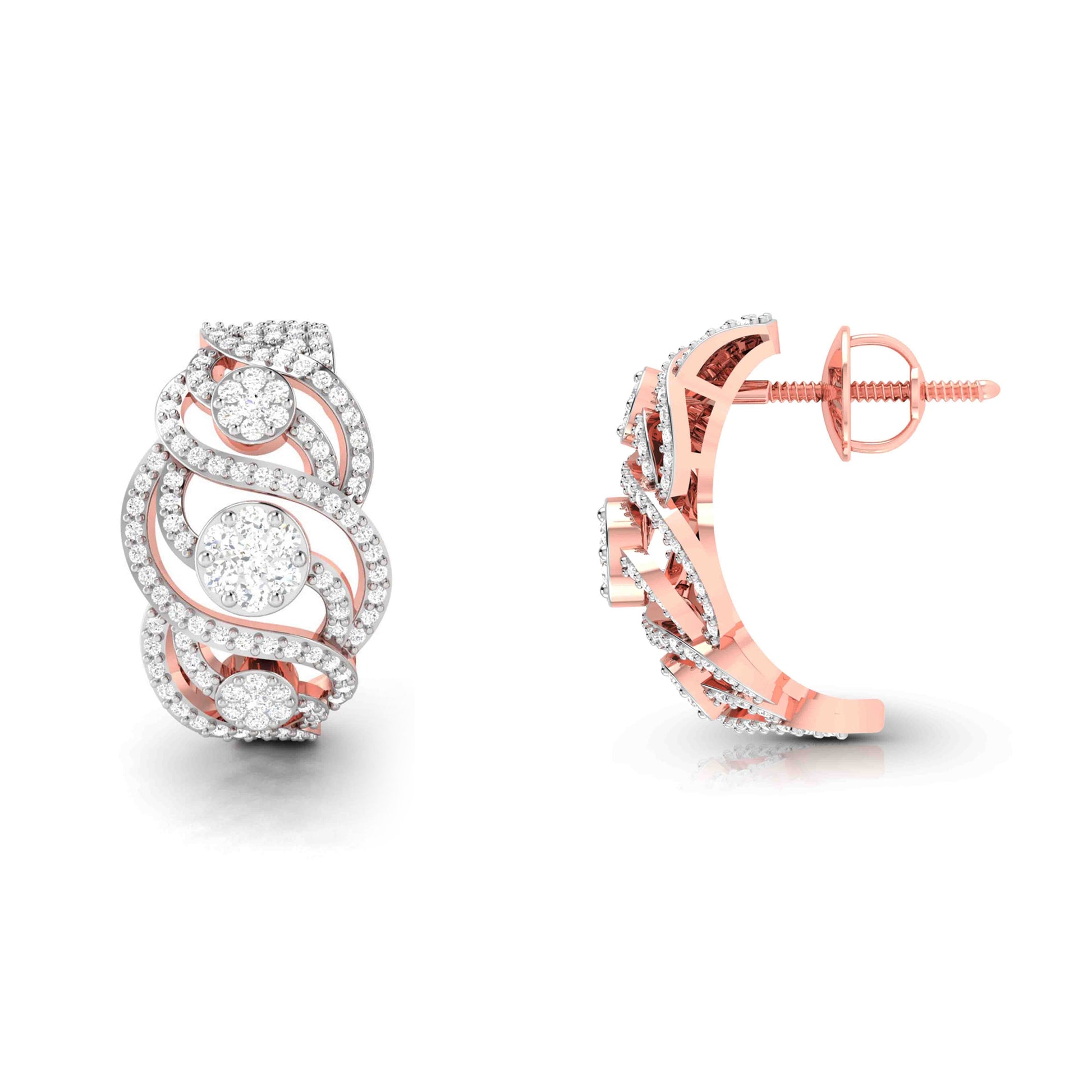 Lab Diamond Earrings 18 Karat Rose Gold Intrecciare Lab Diamond Bali Fiona Diamonds
