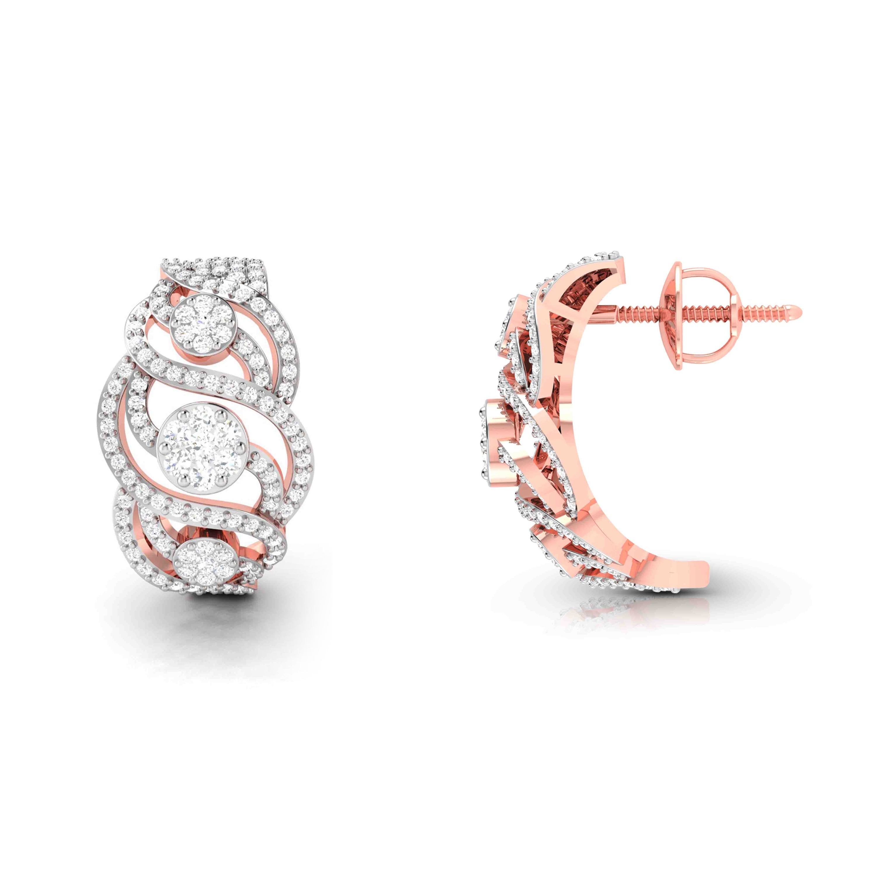 Lab Diamond Earrings 18 Karat Rose Gold Intrecciare Lab Diamond Bali Fiona Diamonds