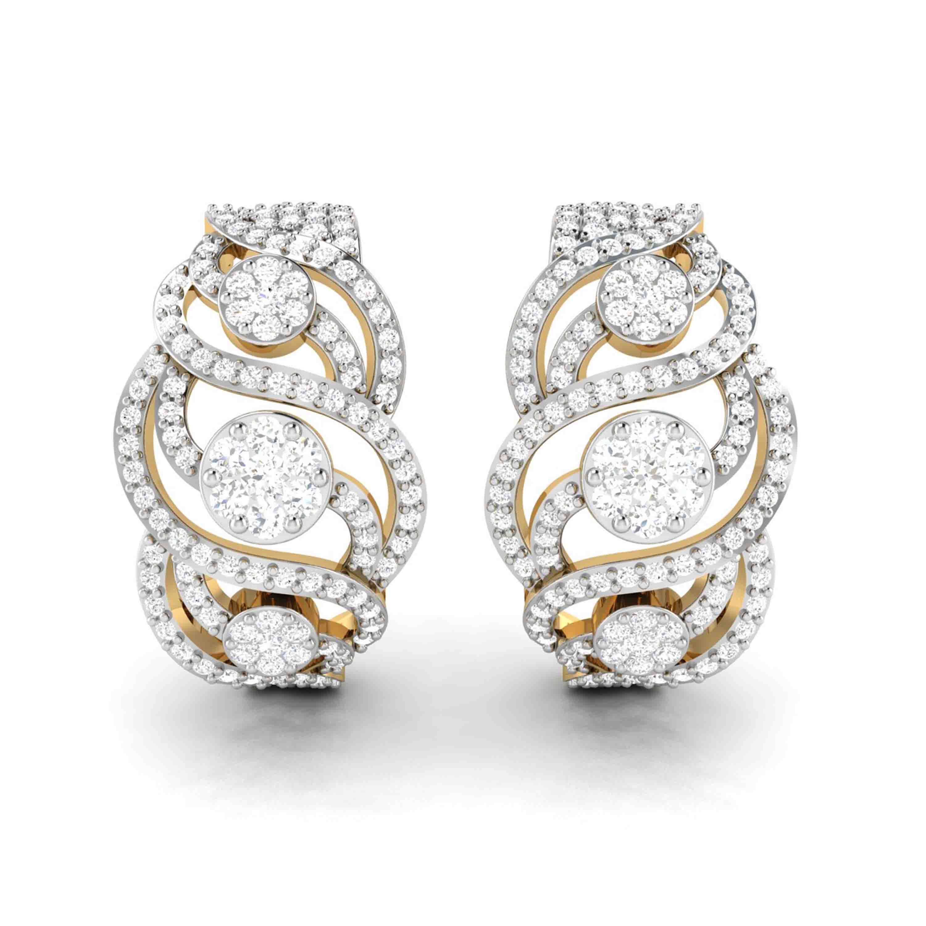 Lab Diamond Earrings 18 Karat Yellow Gold Intrecciare Lab Diamond Bali Fiona Diamonds