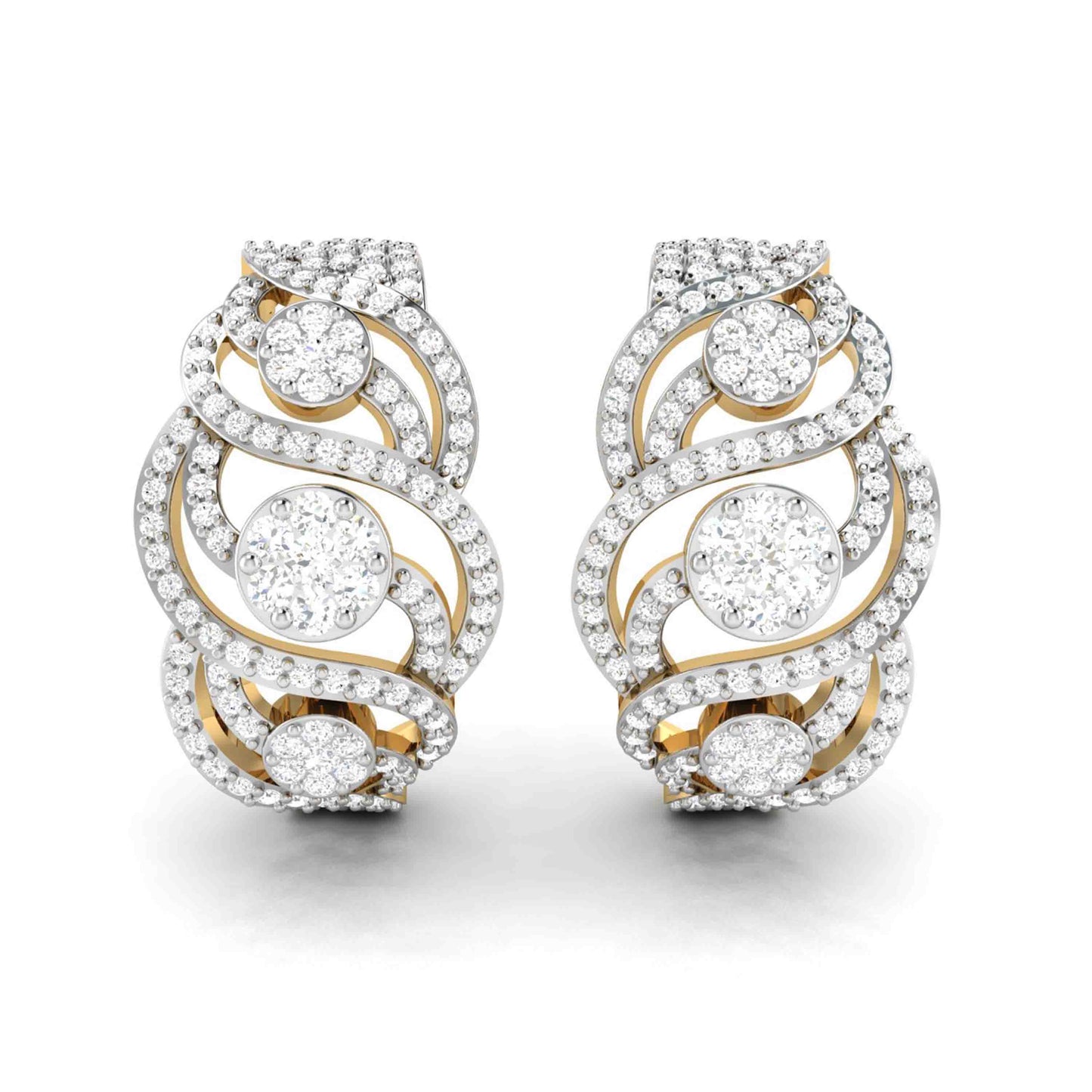 Lab Diamond Earrings 18 Karat Yellow Gold Intrecciare Lab Diamond Bali Fiona Diamonds