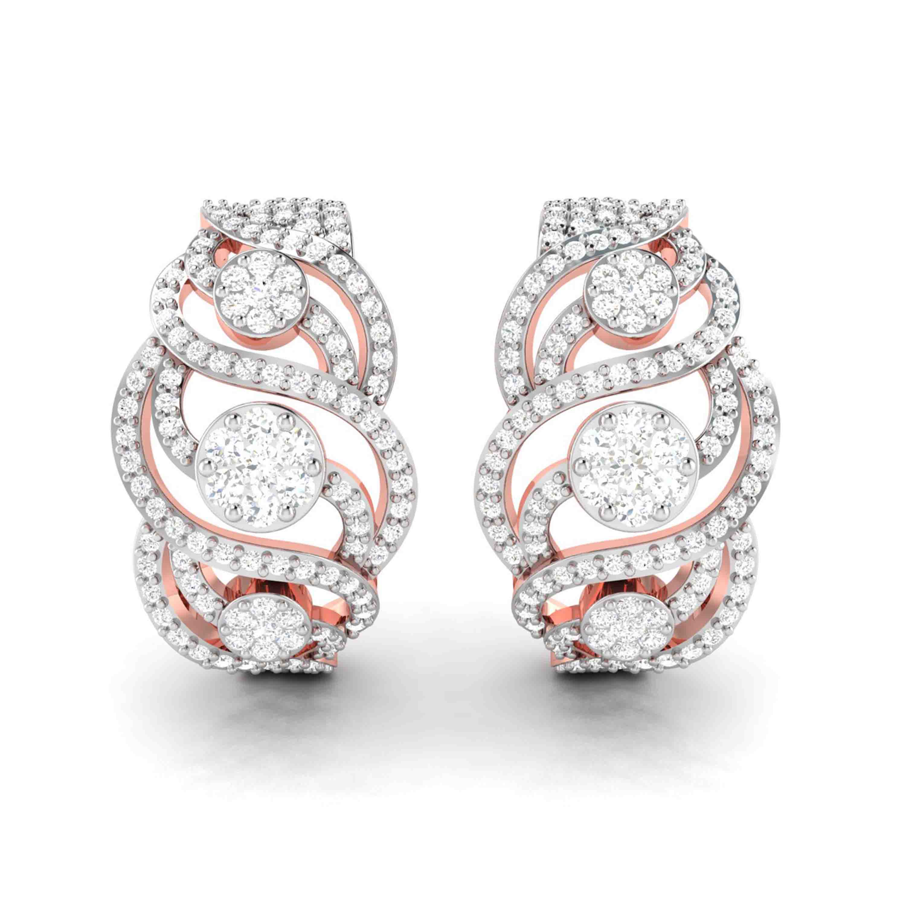Lab Diamond Earrings 18 Karat Rose Gold Intrecciare Lab Diamond Bali Fiona Diamonds