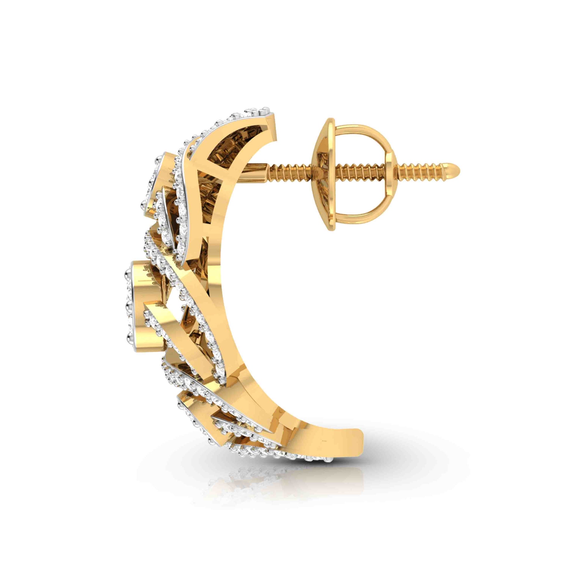 Lab Diamond Earrings 18 Karat Yellow Gold Intrecciare Lab Diamond Bali Fiona Diamonds