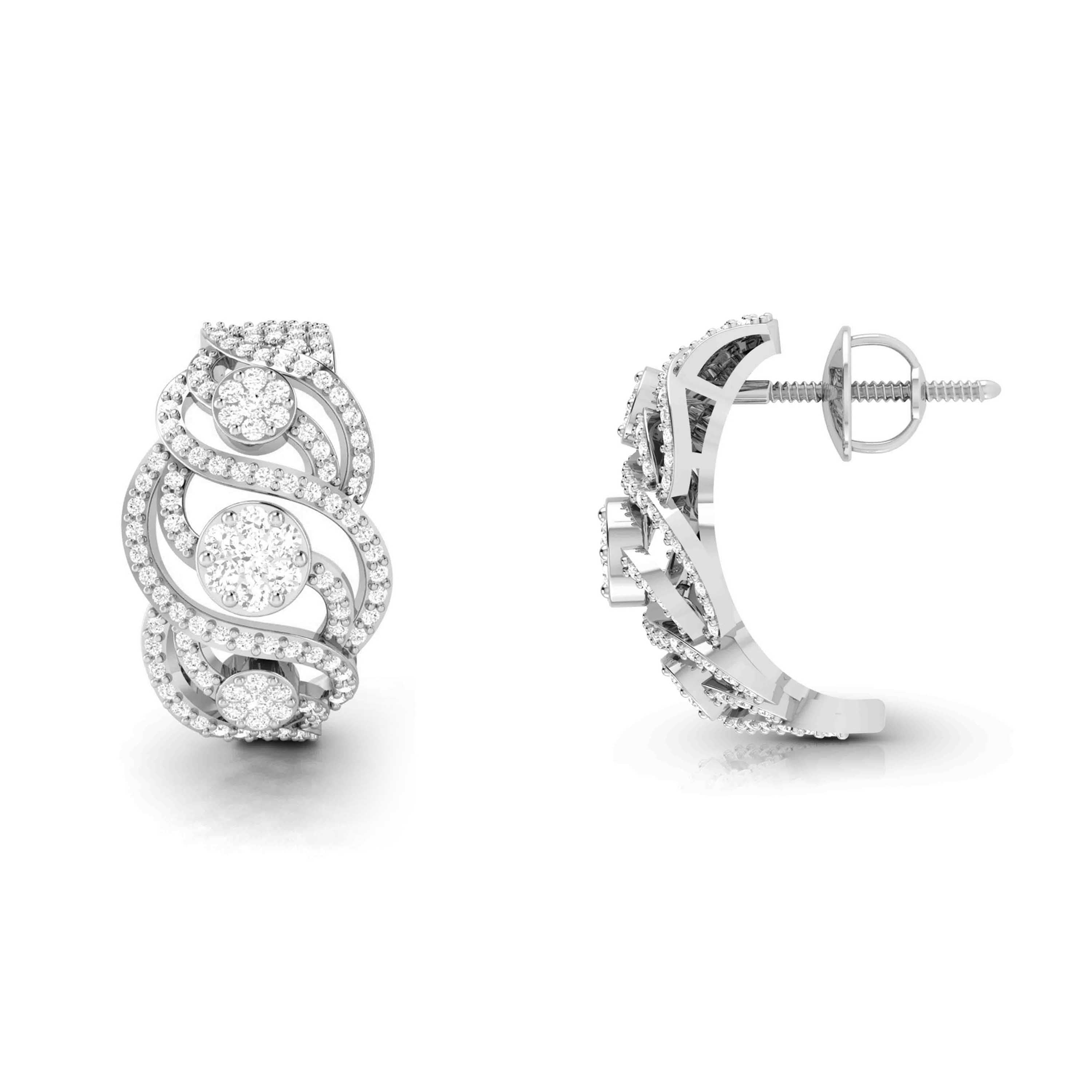 Lab Diamond Earrings 18 Karat White Gold Intrecciare Lab Diamond Bali Fiona Diamonds