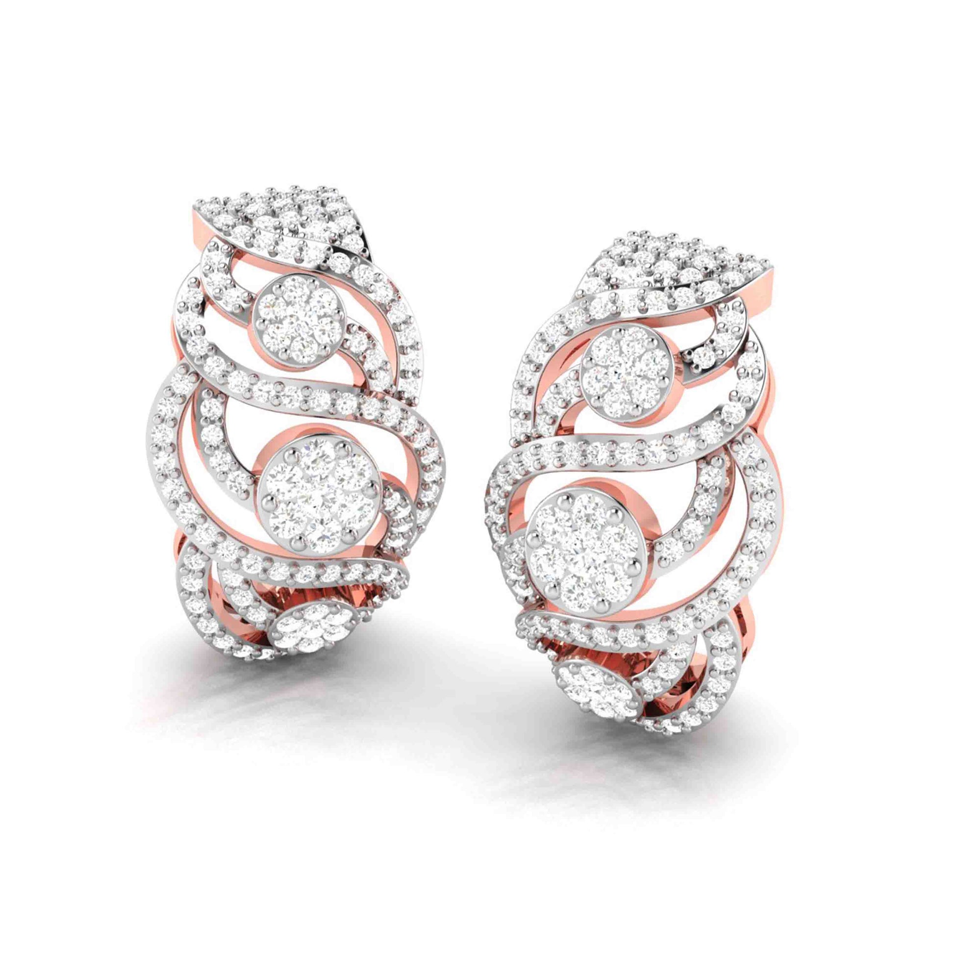 Lab Diamond Earrings 18 Karat Rose Gold Intrecciare Lab Diamond Bali Fiona Diamonds
