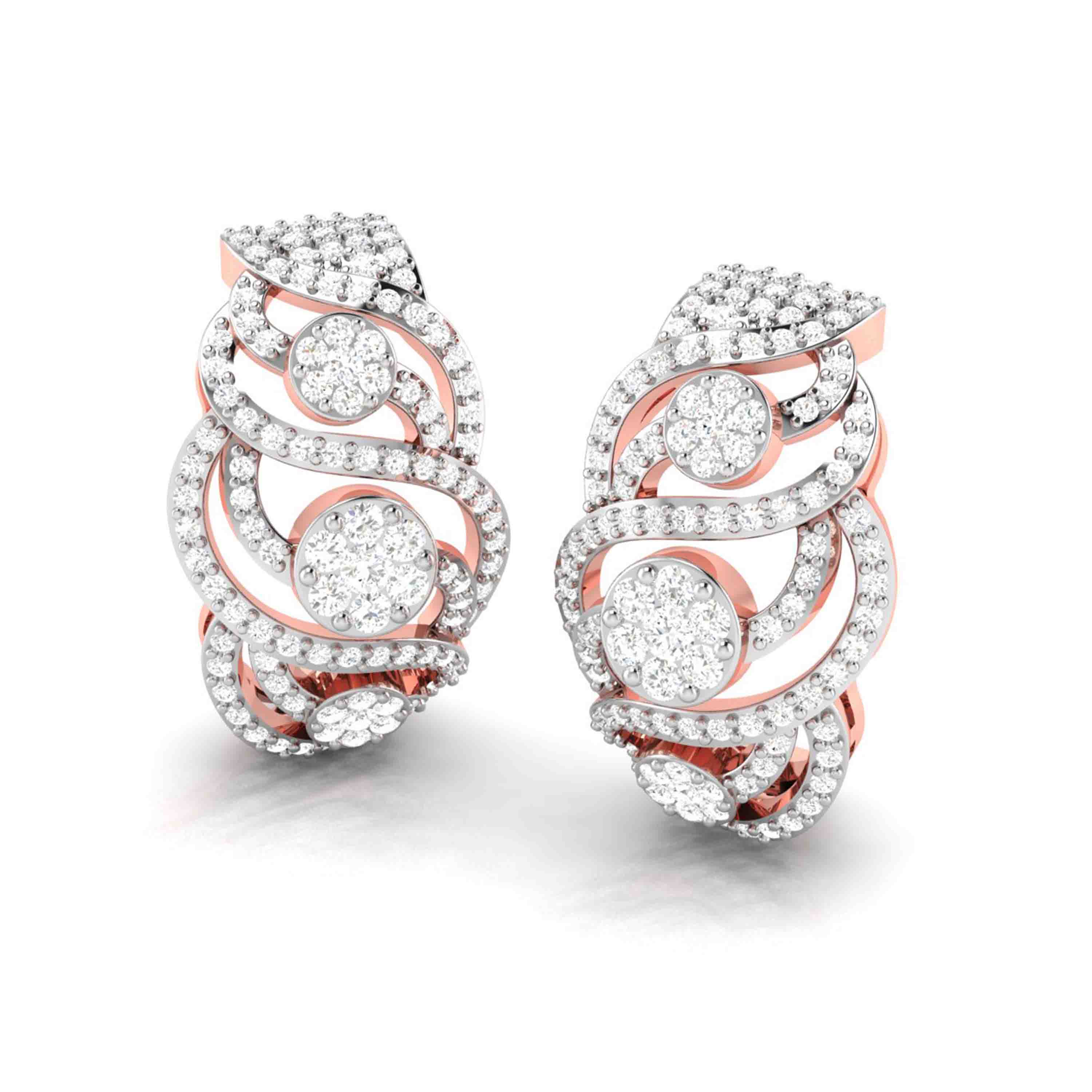 Lab Diamond Earrings 18 Karat Rose Gold Intrecciare Lab Diamond Bali Fiona Diamonds