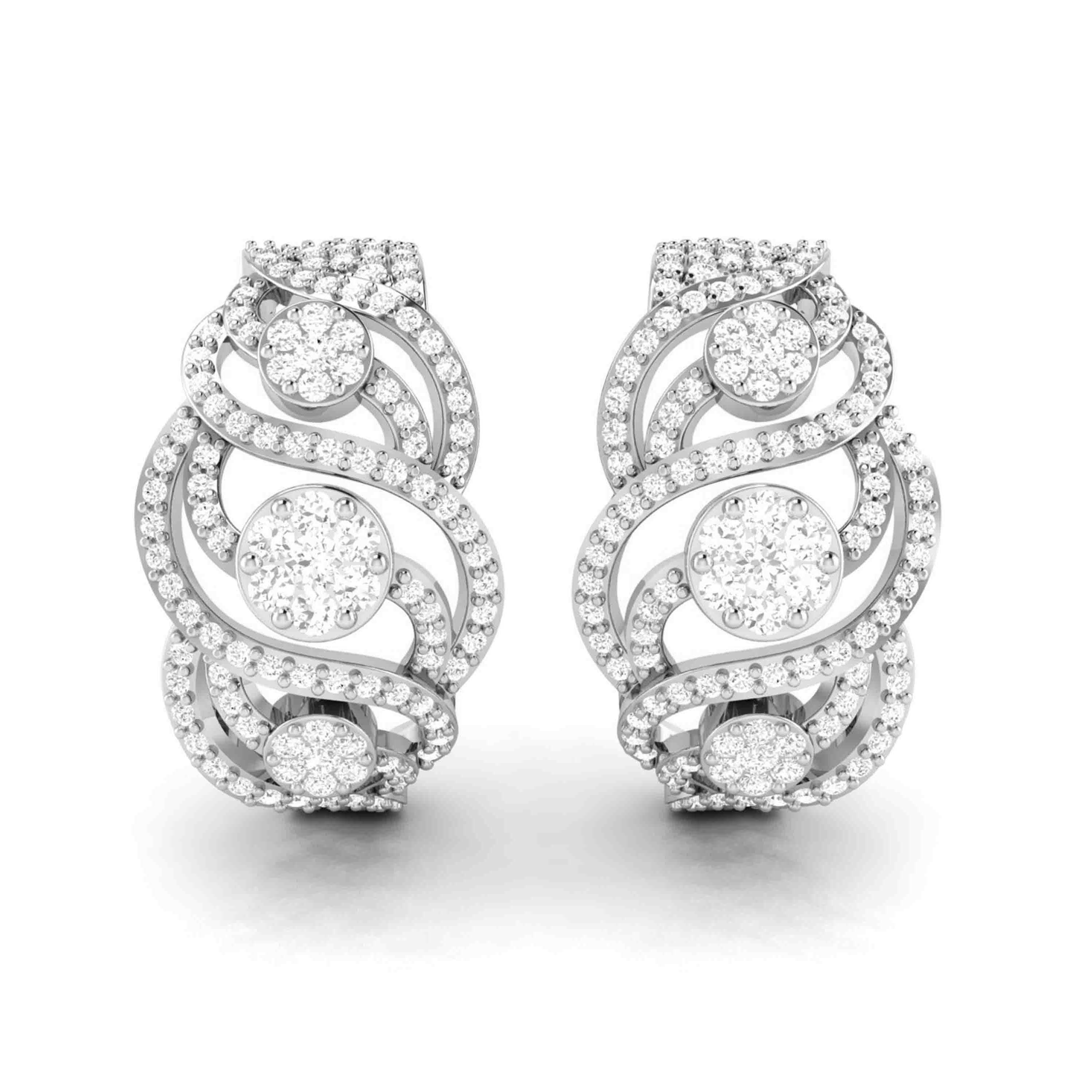 Lab Diamond Earrings 18 Karat White Gold Intrecciare Lab Diamond Bali Fiona Diamonds