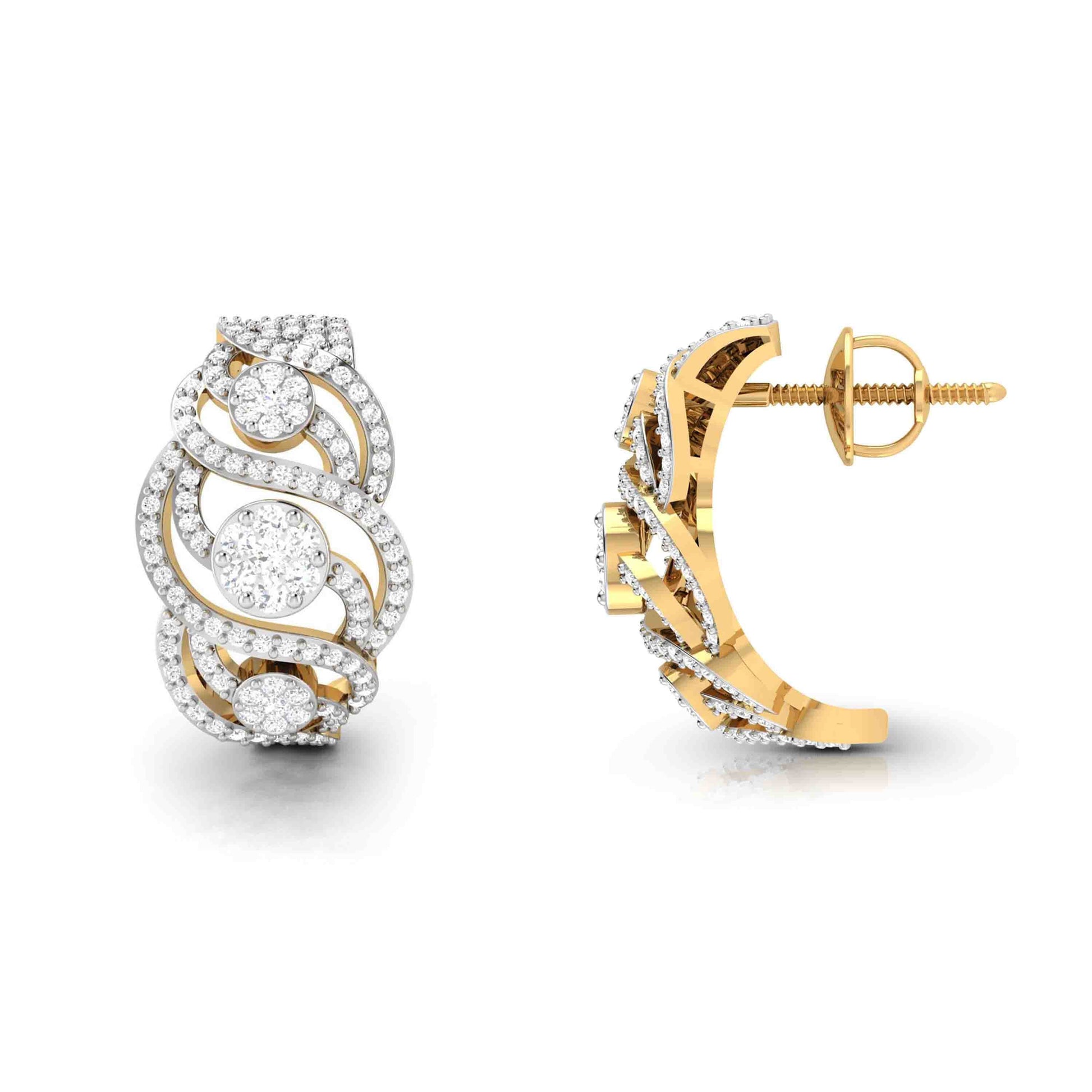 Lab Diamond Earrings 18 Karat Yellow Gold Intrecciare Lab Diamond Bali Fiona Diamonds