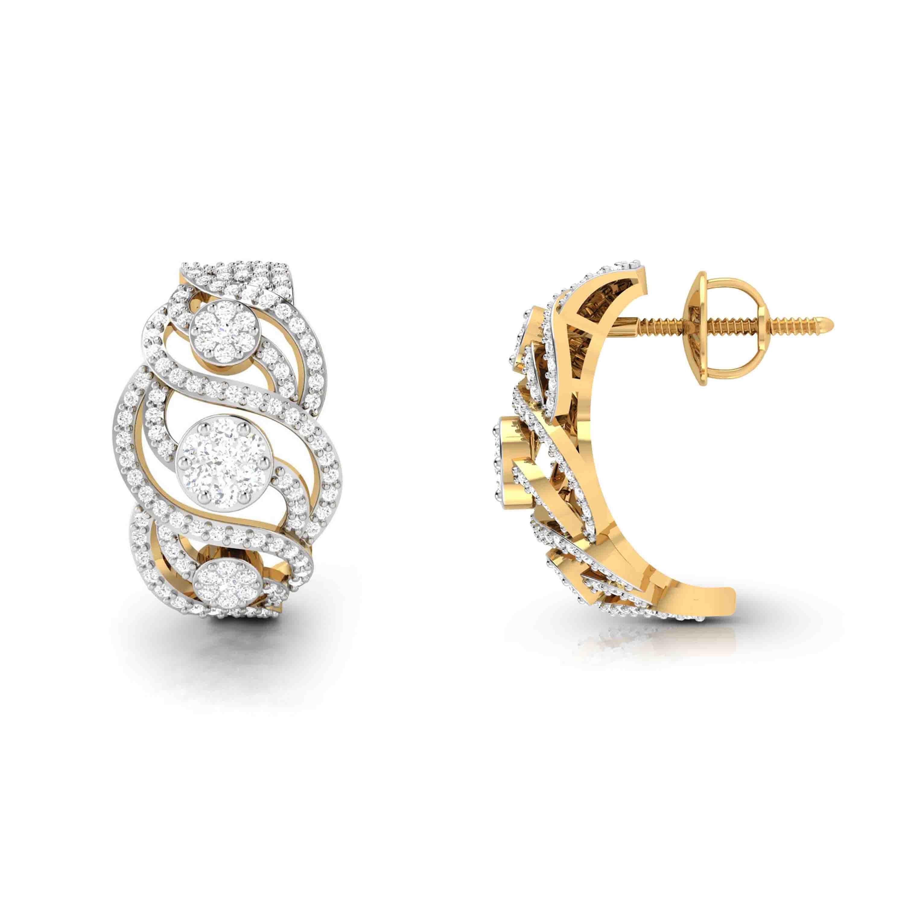 Lab Diamond Earrings 18 Karat Yellow Gold Intrecciare Lab Diamond Bali Fiona Diamonds